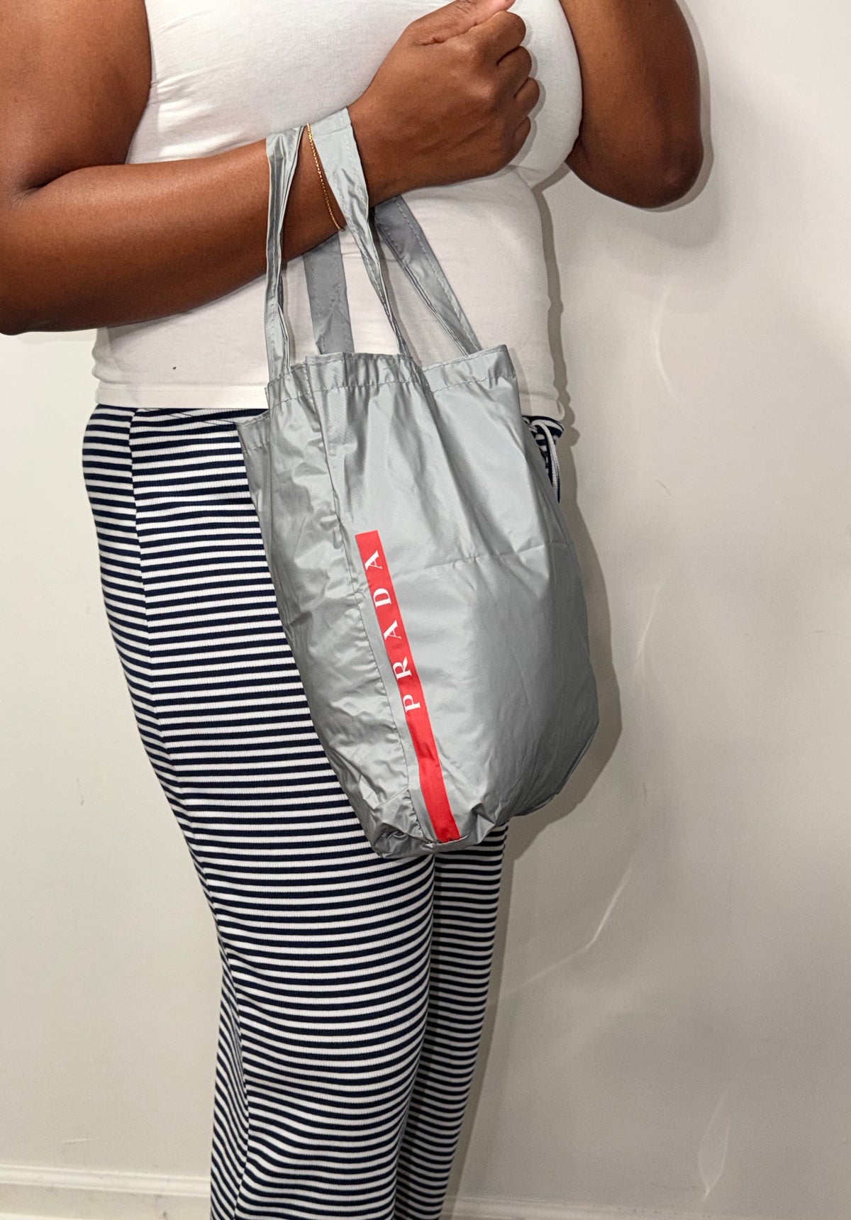 Prada Sport Silver Nylon Tote Bag