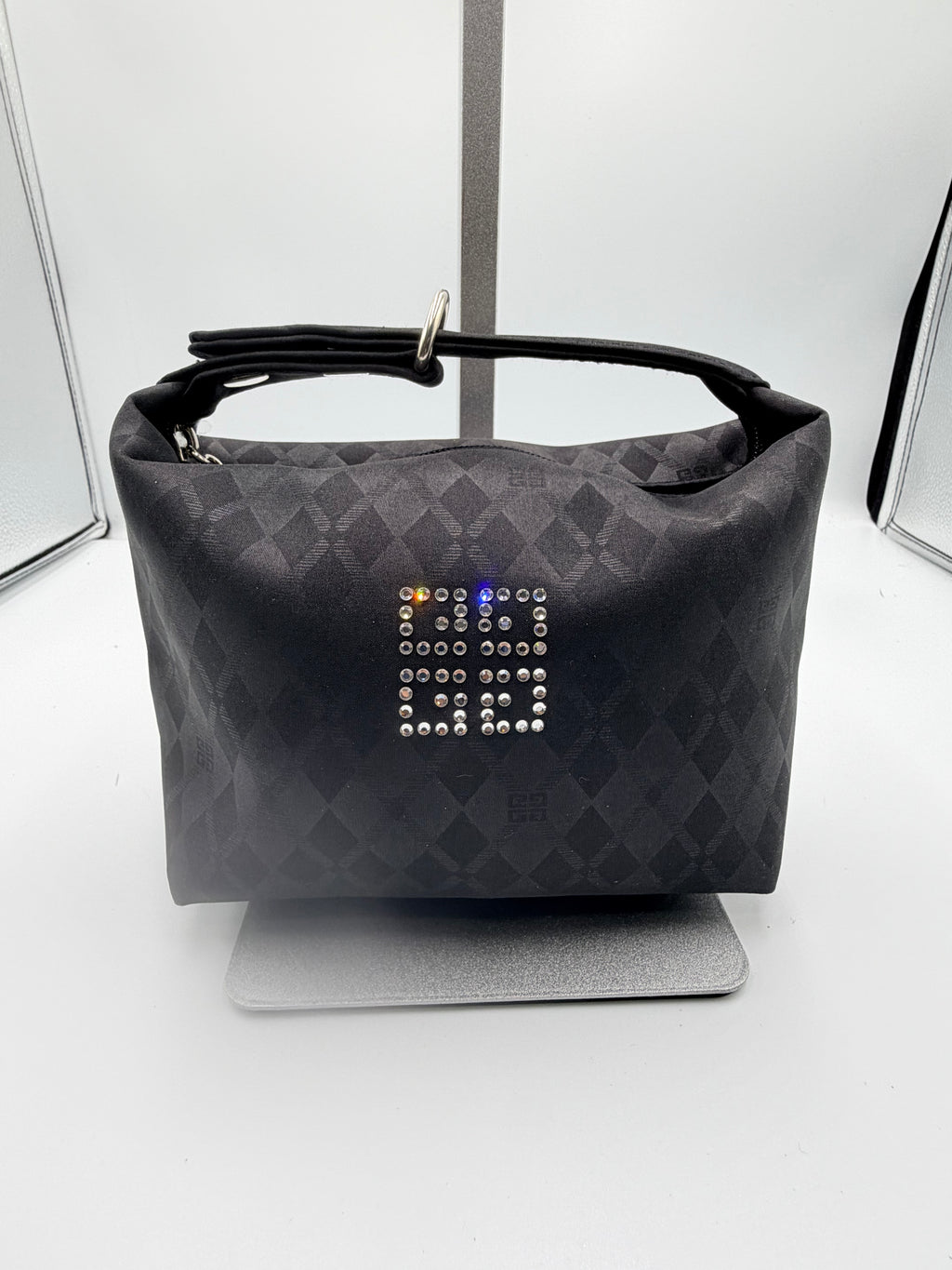 Givenchy Black Monogram Crystal Logo Shoulder Bag