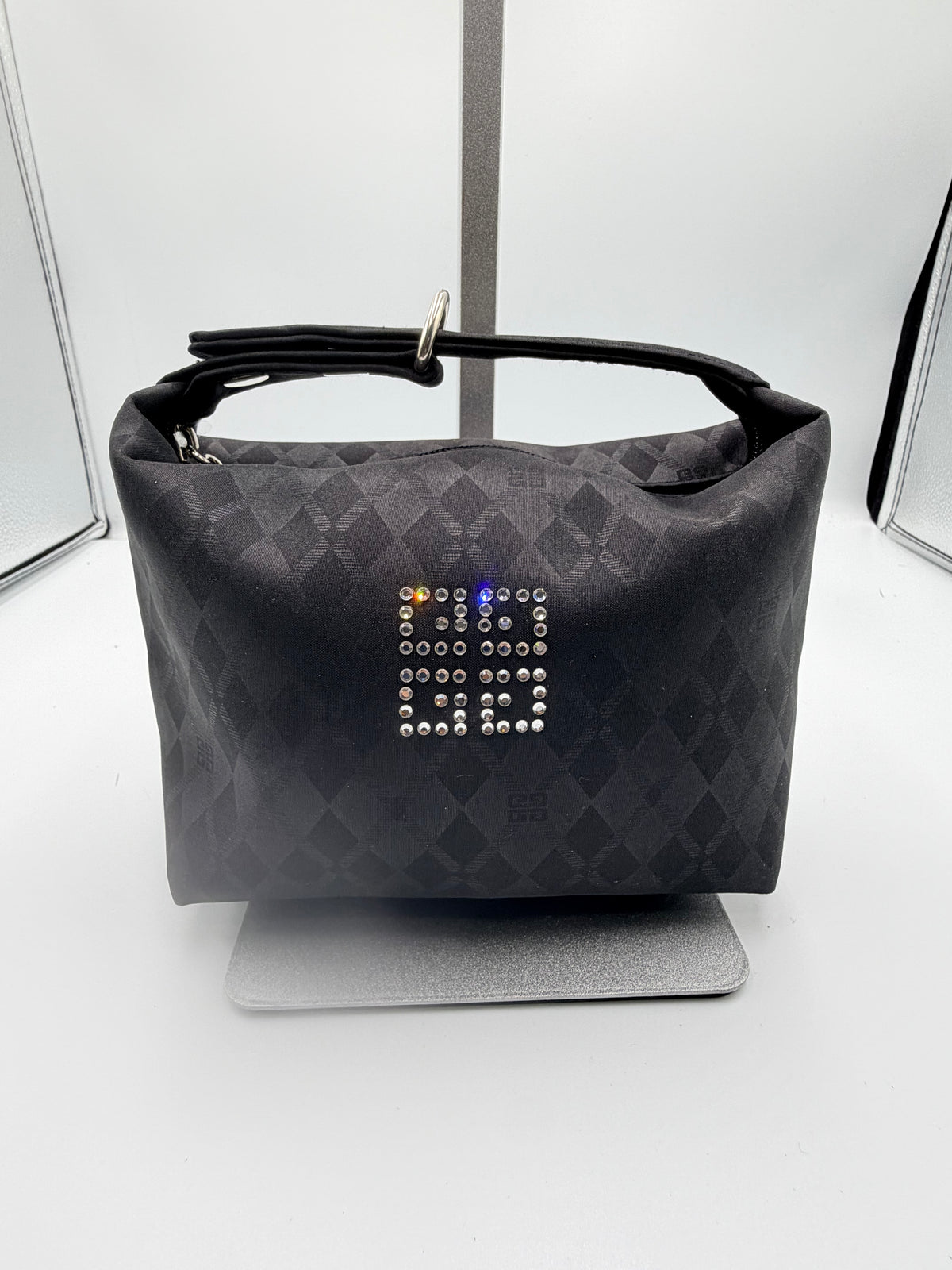 Givenchy Black Monogram Crystal Logo Shoulder Bag