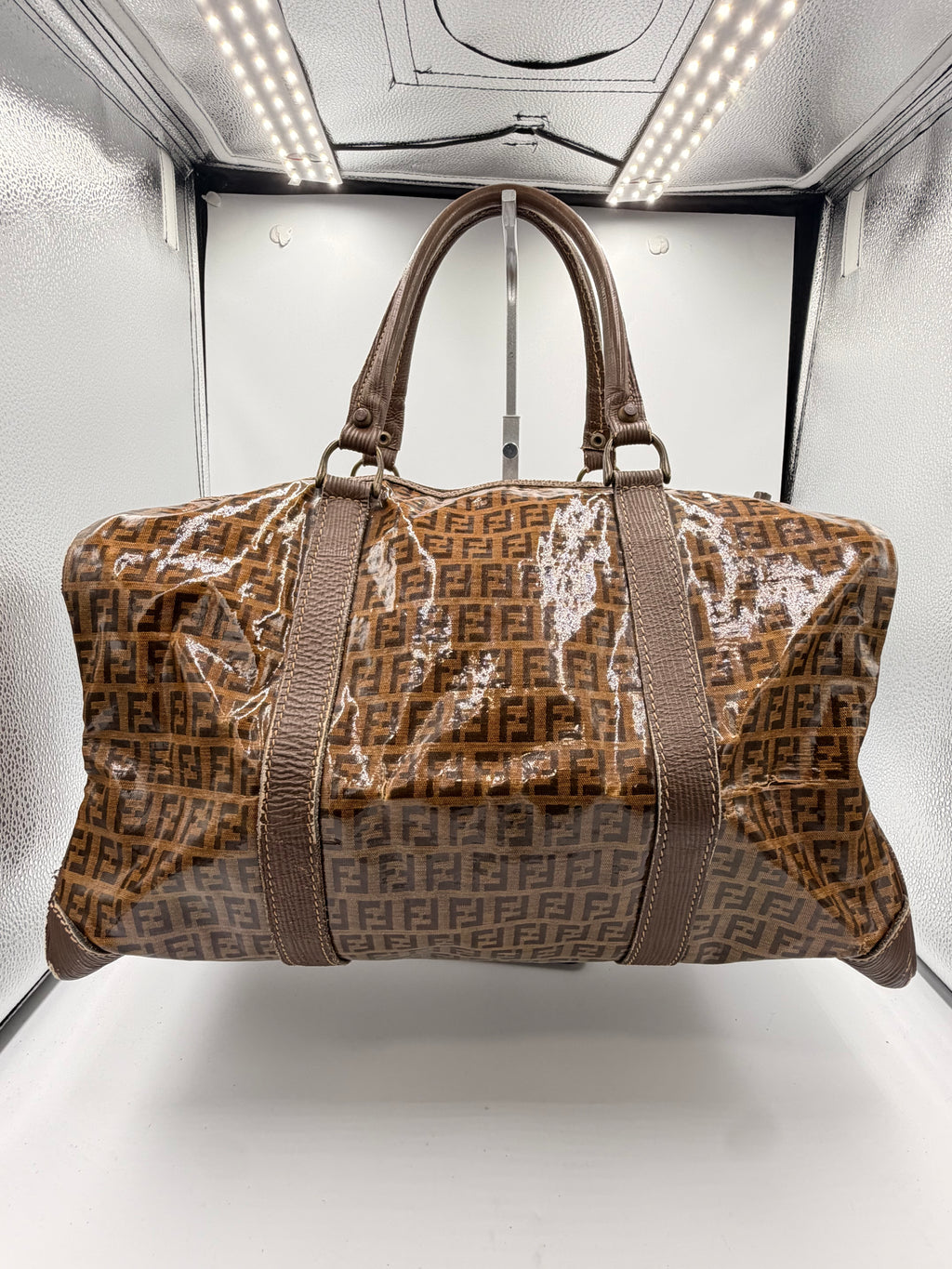 Fendi Zucca Coated Canvas Boston Bag/ Travel Bag