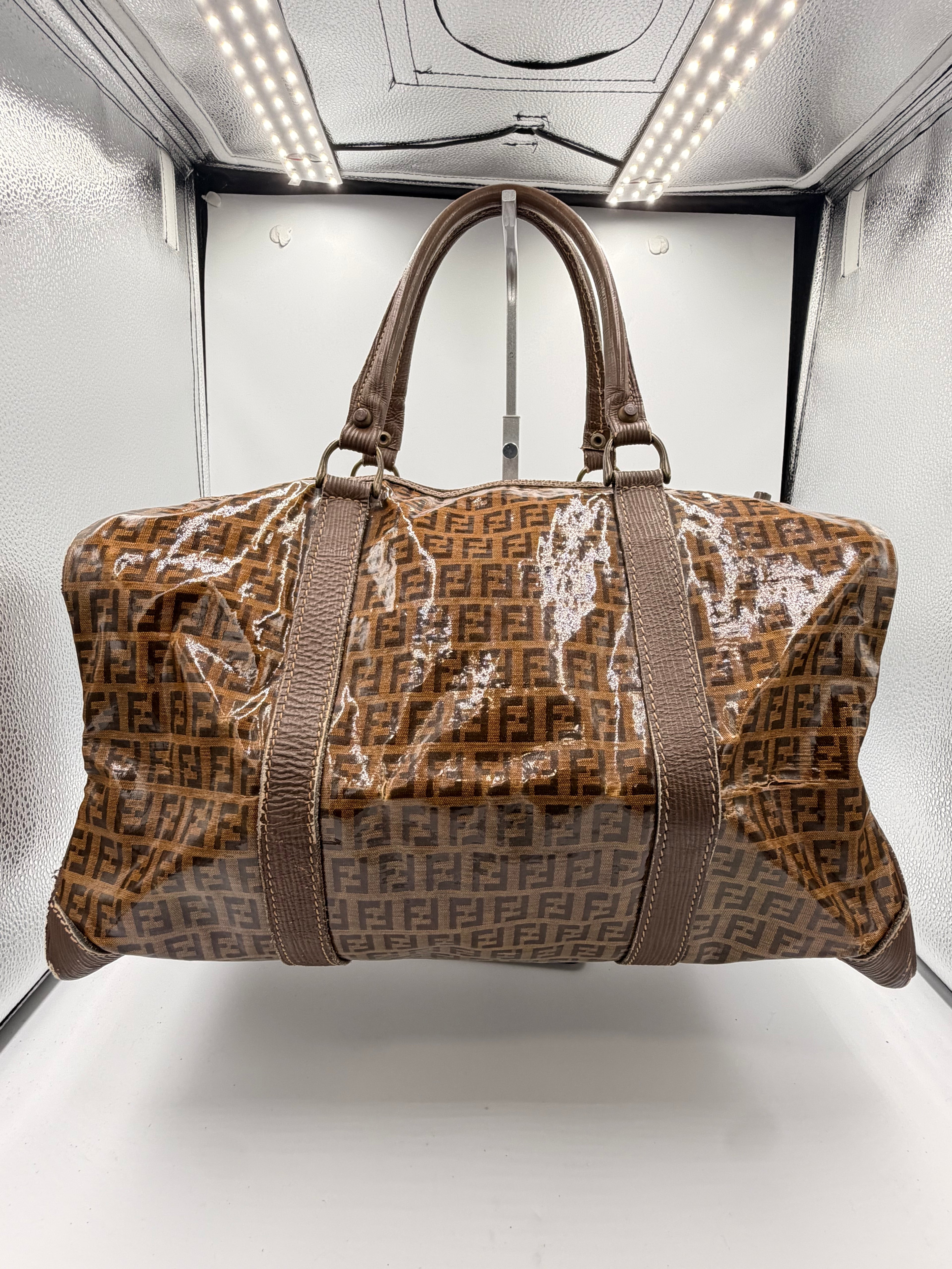 Fendi Zucca Coated Canvas Boston Bag/ Travel Bag
