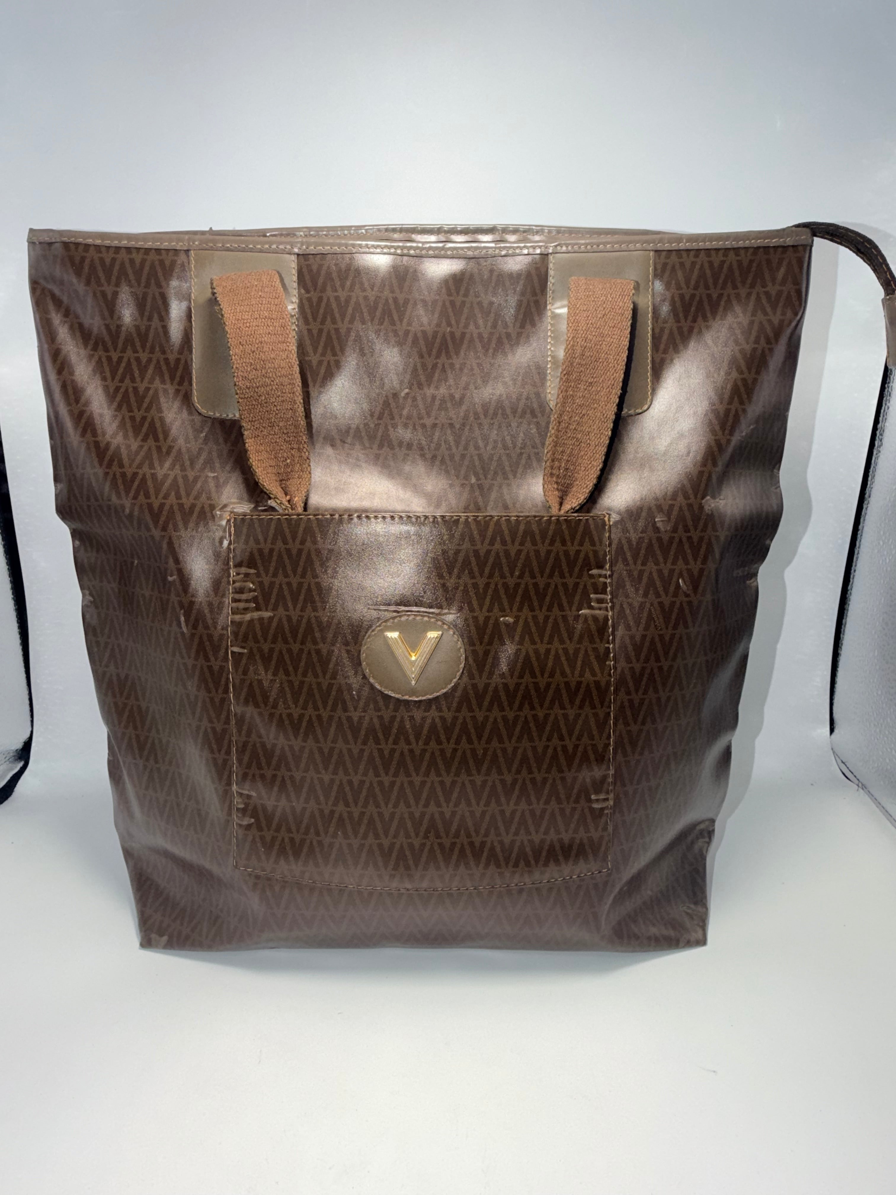 VALENTINO GARAVANI Monogram Coated Canvas Tote – Brown