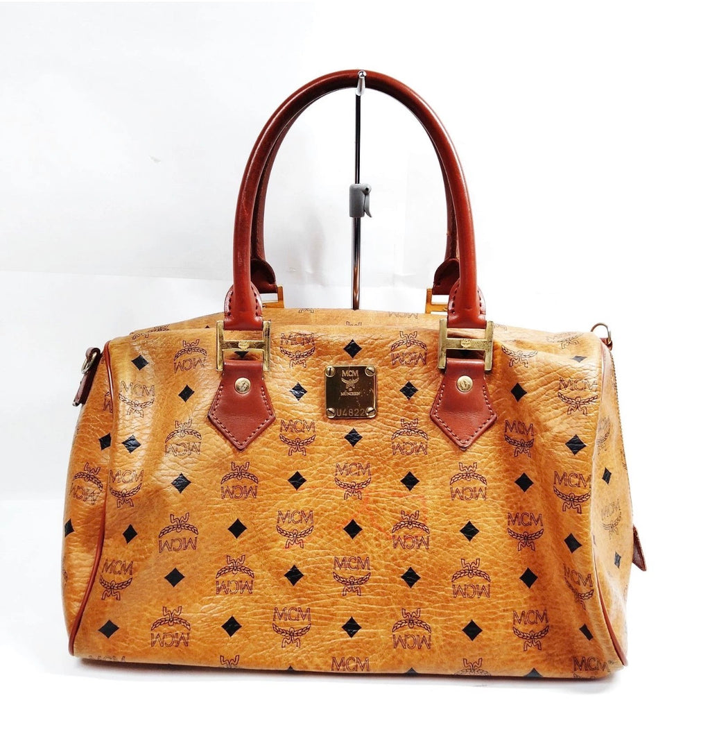MCM Visetos Boston Bag – Cognac