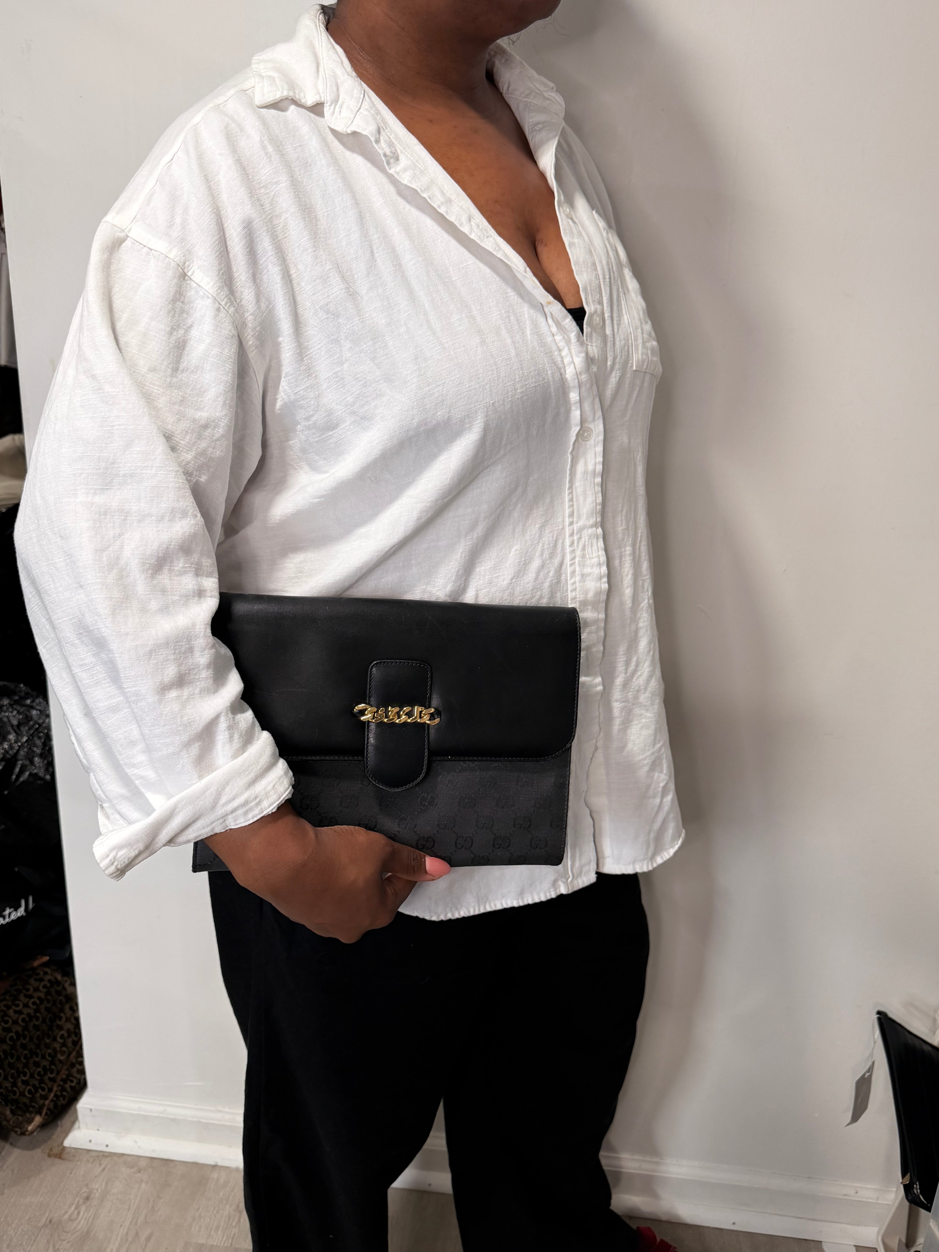 Gucci GG Canvas Chain Clutch