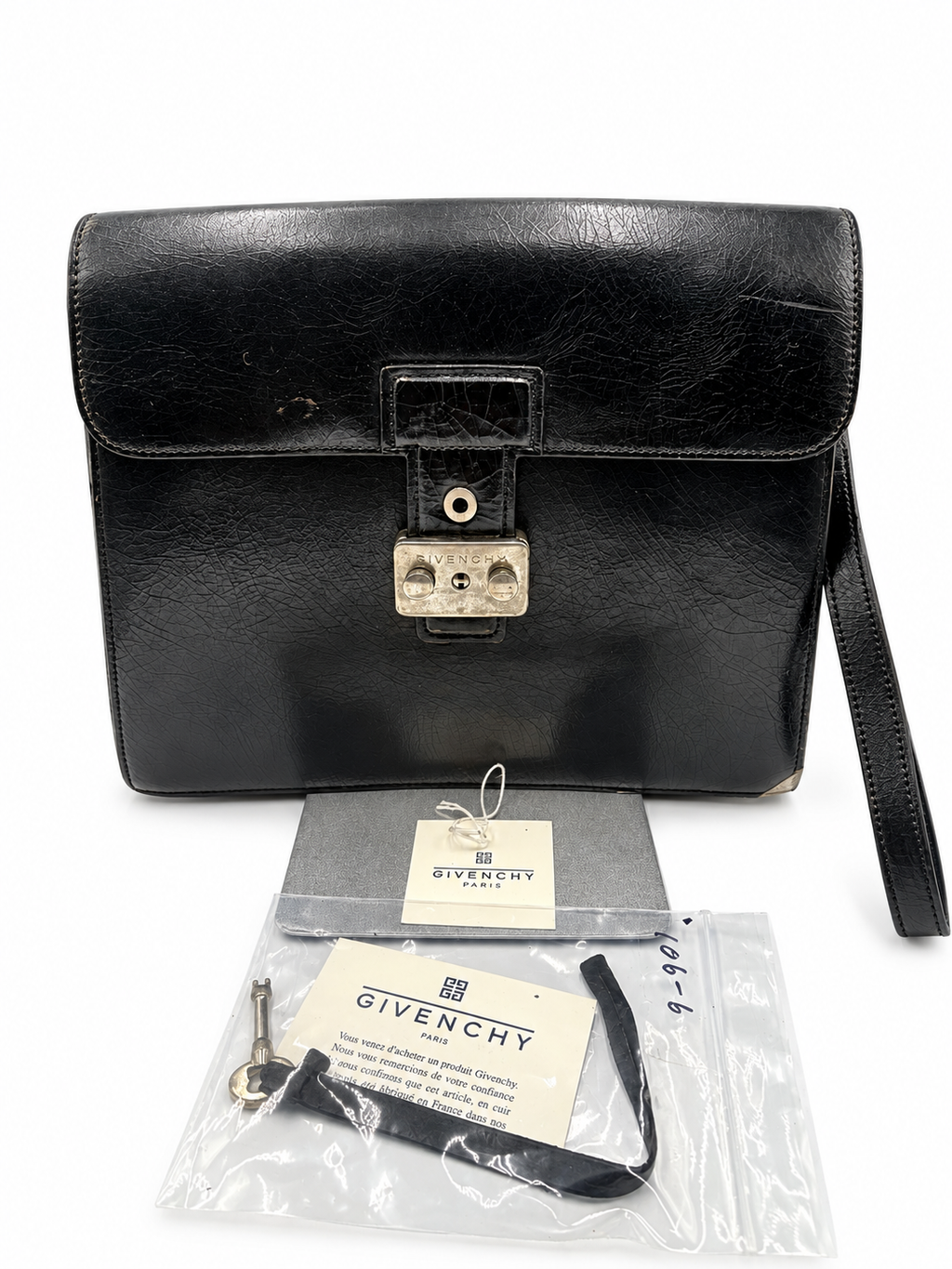 Givenchy Black Leather Wristlet Clutch