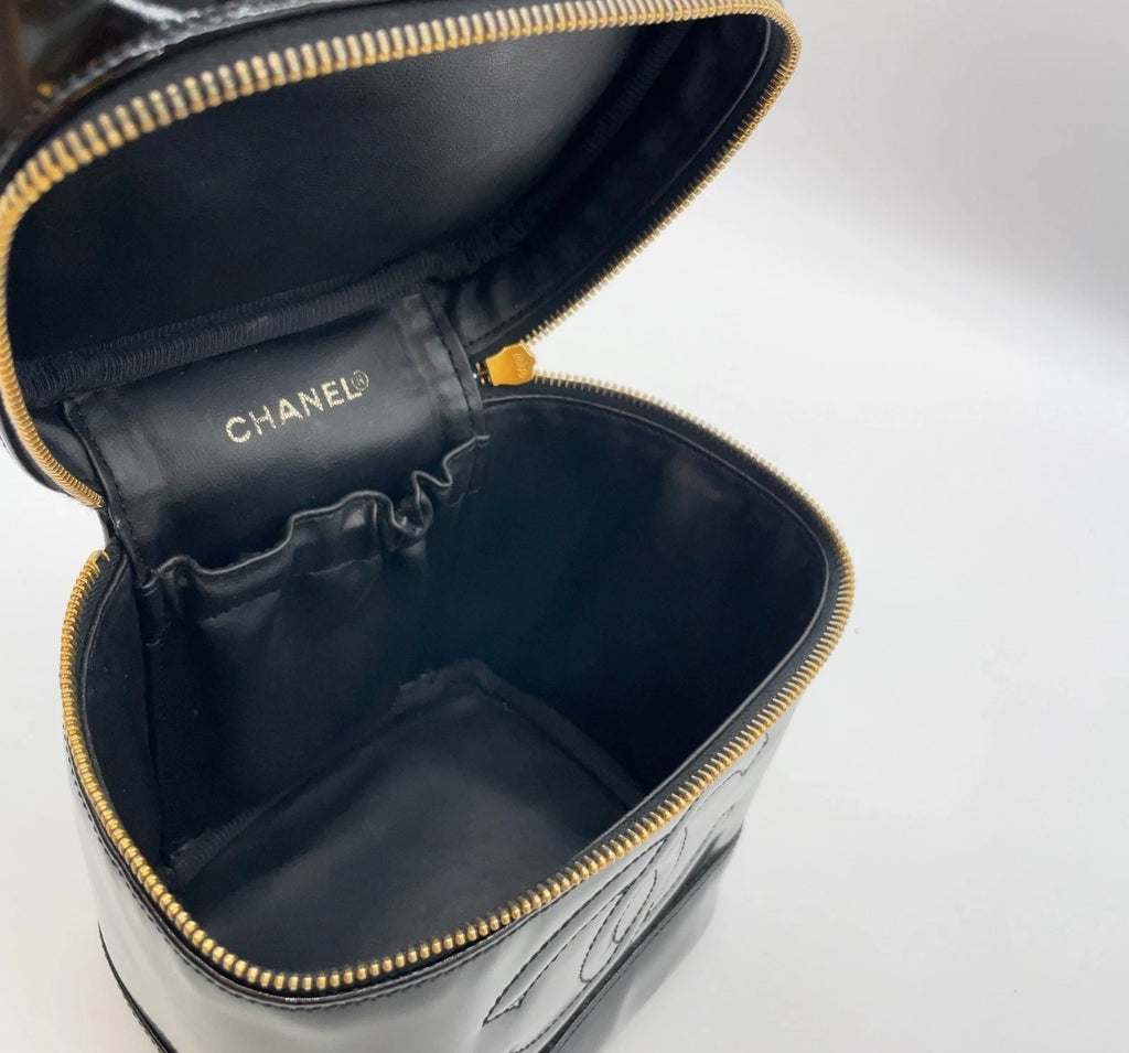 Chanel Black Patent Leather XL CC Vanity Case