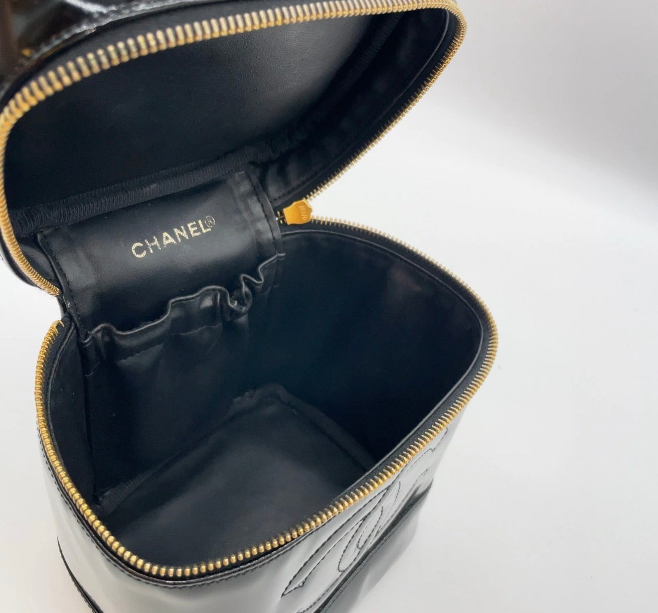 Chanel Black Patent Leather XL CC Vanity Case