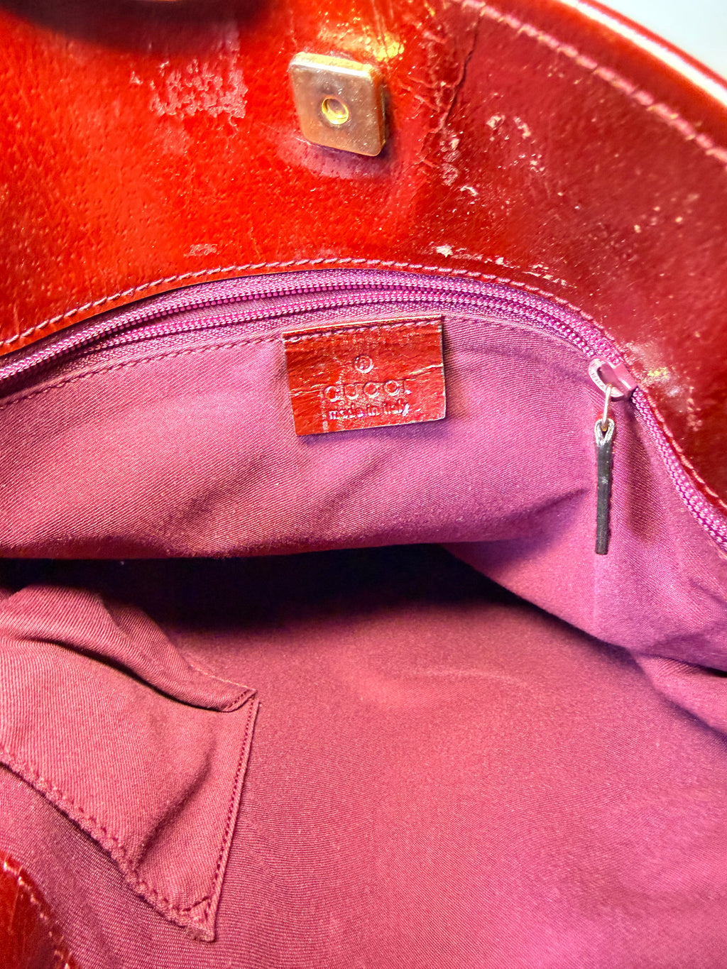 Gucci GG Monogram Canvas Red Leather Shoulder Bag