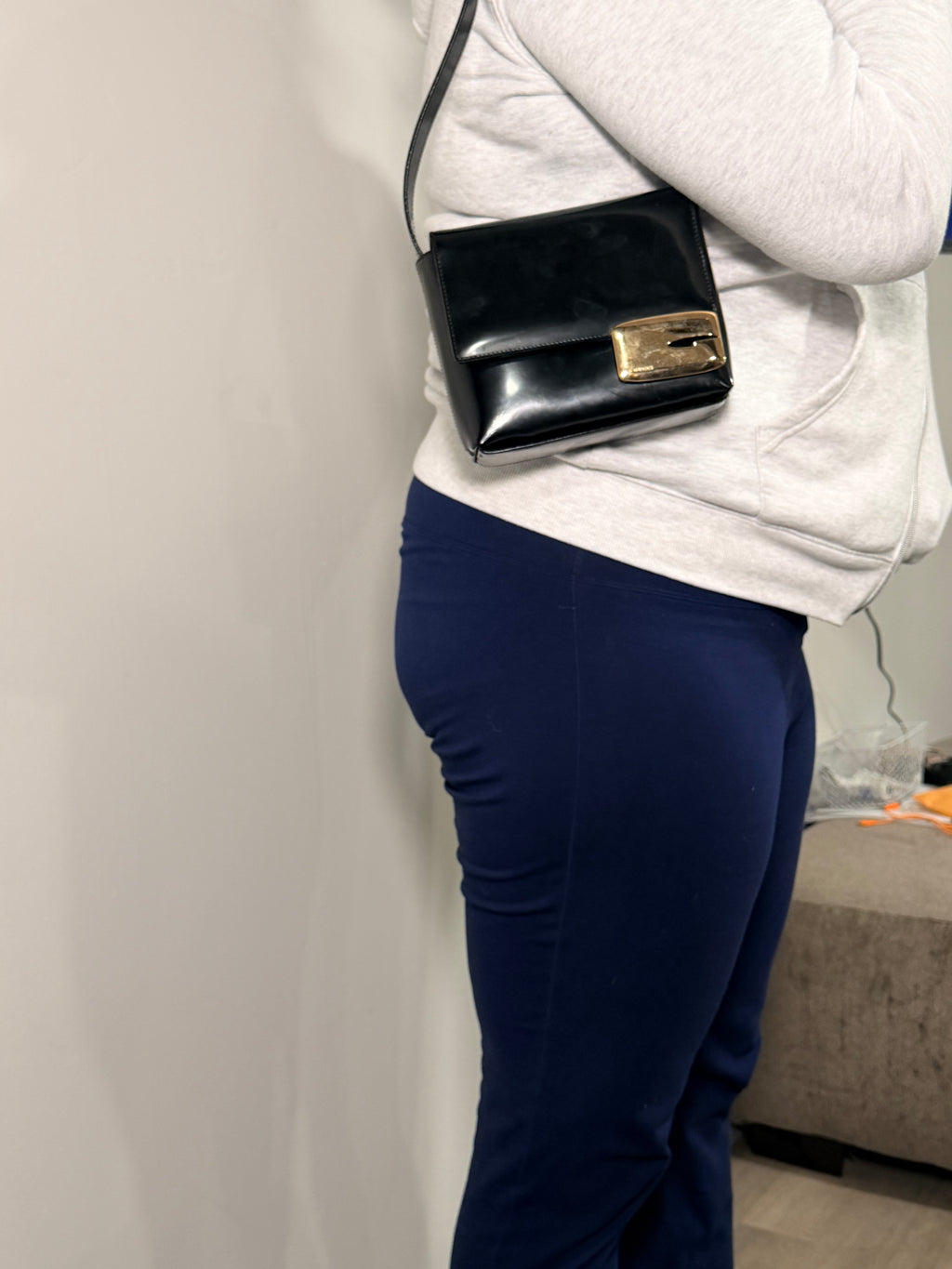 GUCCI Black Patent Leather Shoulder Bag