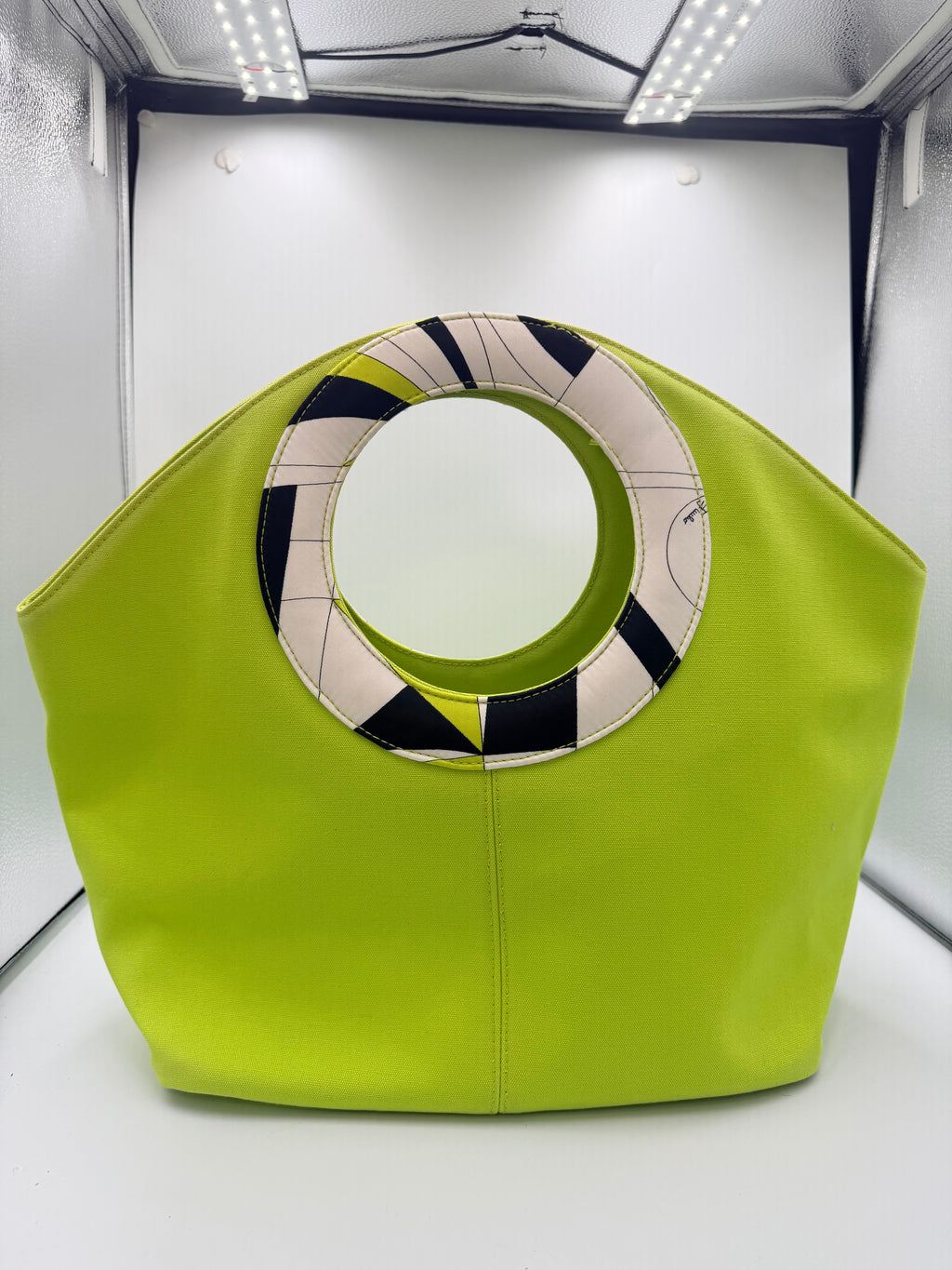 Emilio Pucci Lime Green Canvas Tote Bag