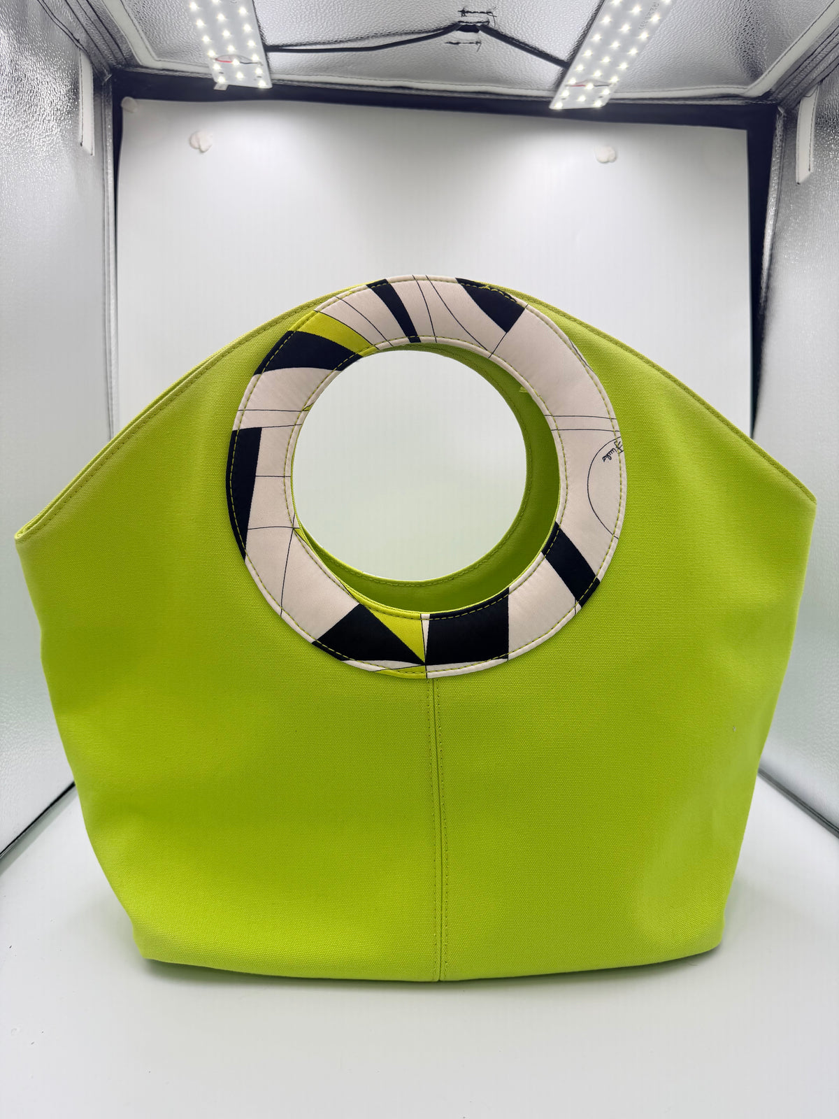 Emilio Pucci Lime Green Canvas Tote Bag