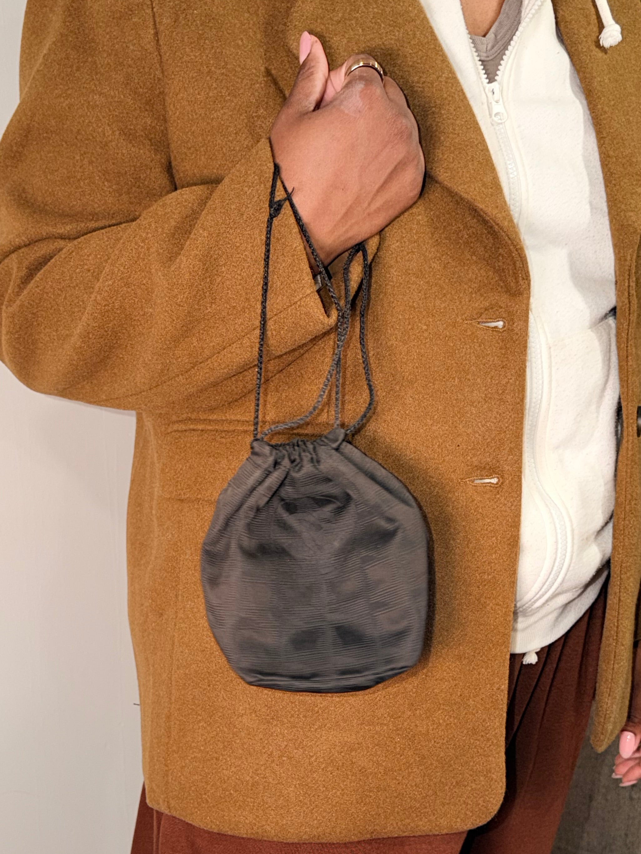 Chanel CC Drawstring Mini Bag – Black Jacquard