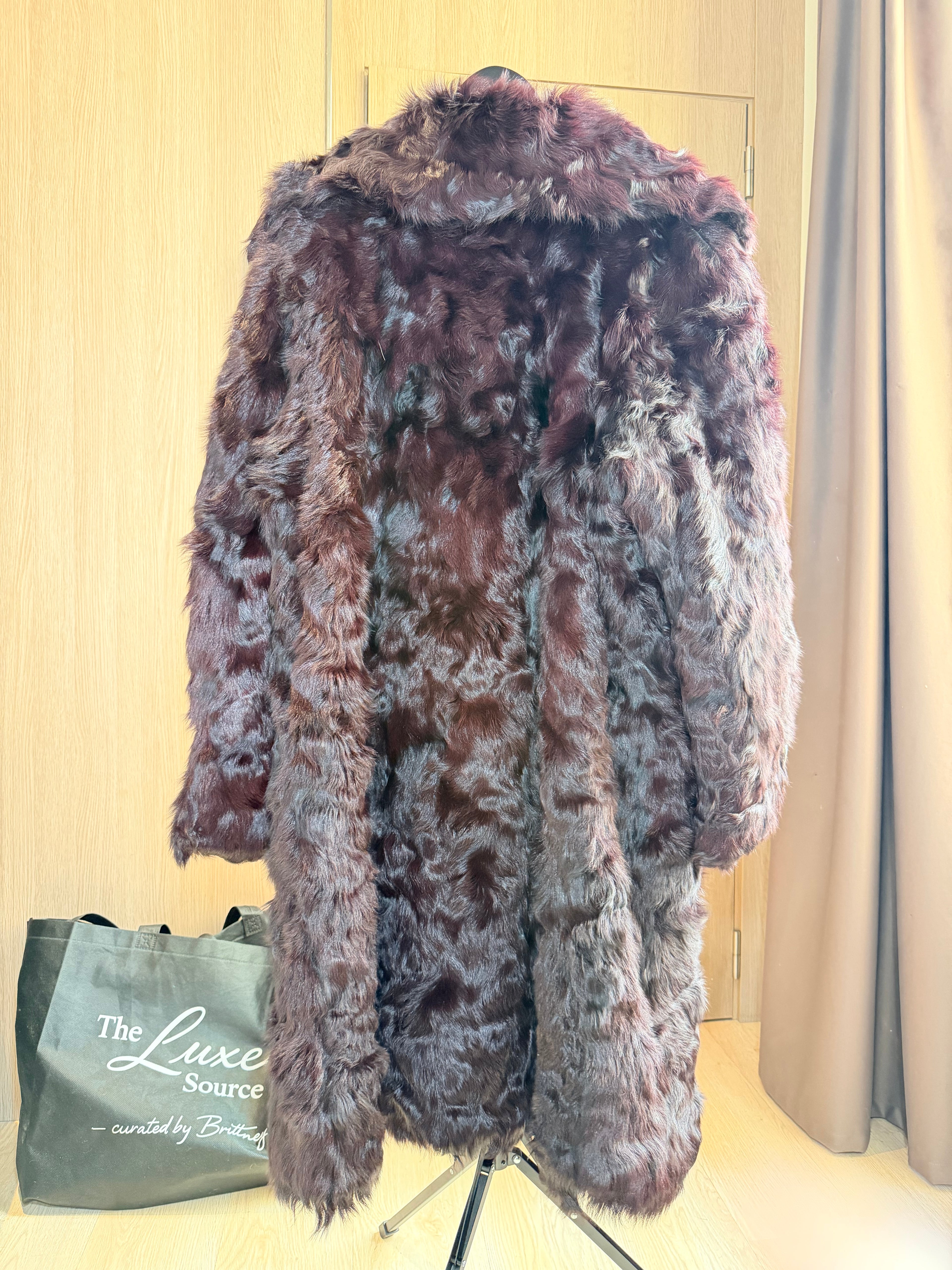 Vintage Burgundy Persian Lamb Fur Coat – XL/1X - 017