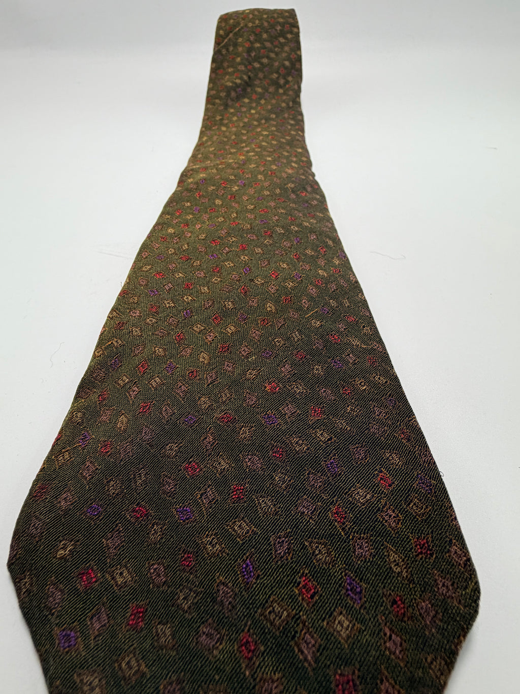 Giorgio Armani Cravatte Silk Tie – Olive Micro Print
