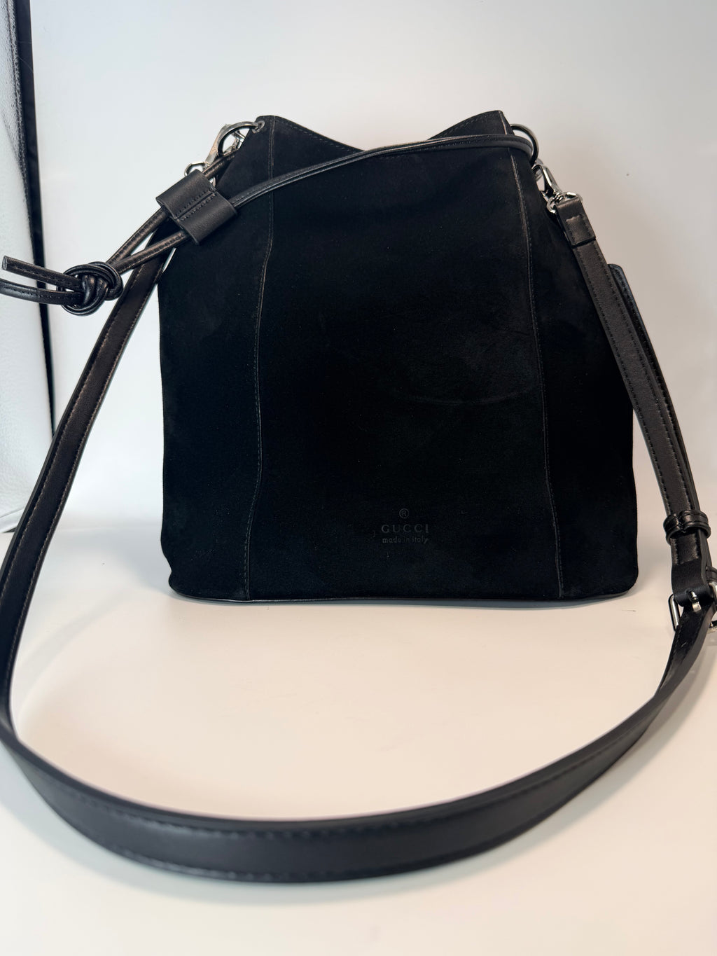 Vintage Gucci Suede Drawstring Bucket Bag