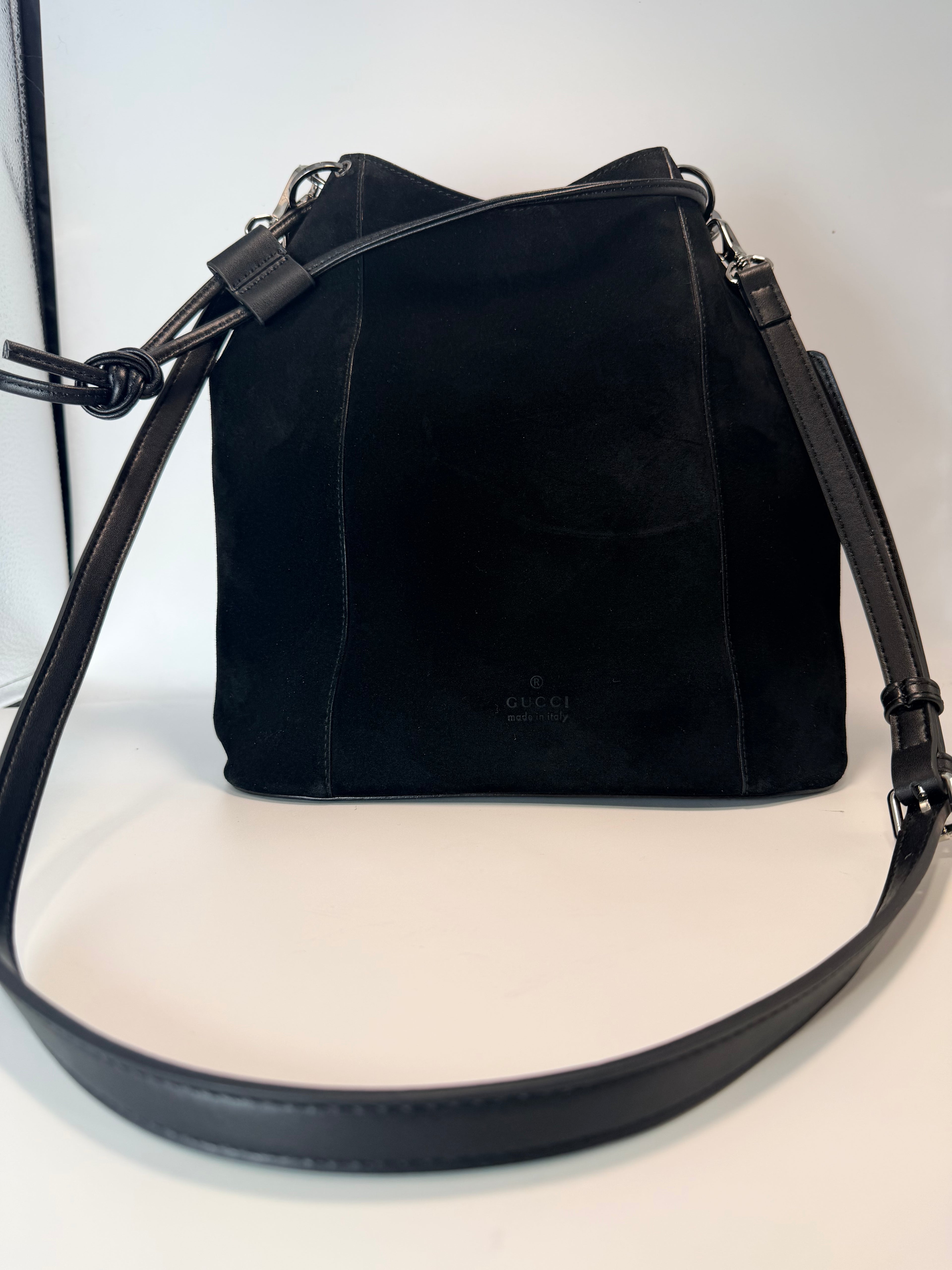 Vintage Gucci Suede Drawstring Bucket Bag