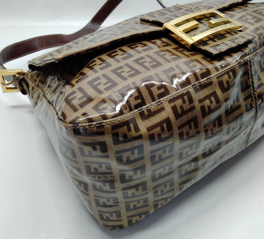 Fendi Zucca FF Patent MaMa Baguette – Brown