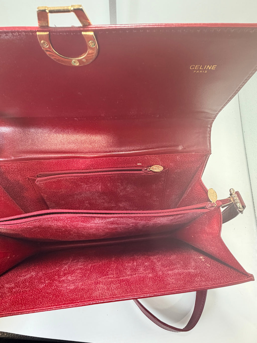 Celine Burgundy Leather Horsebit Crossbody