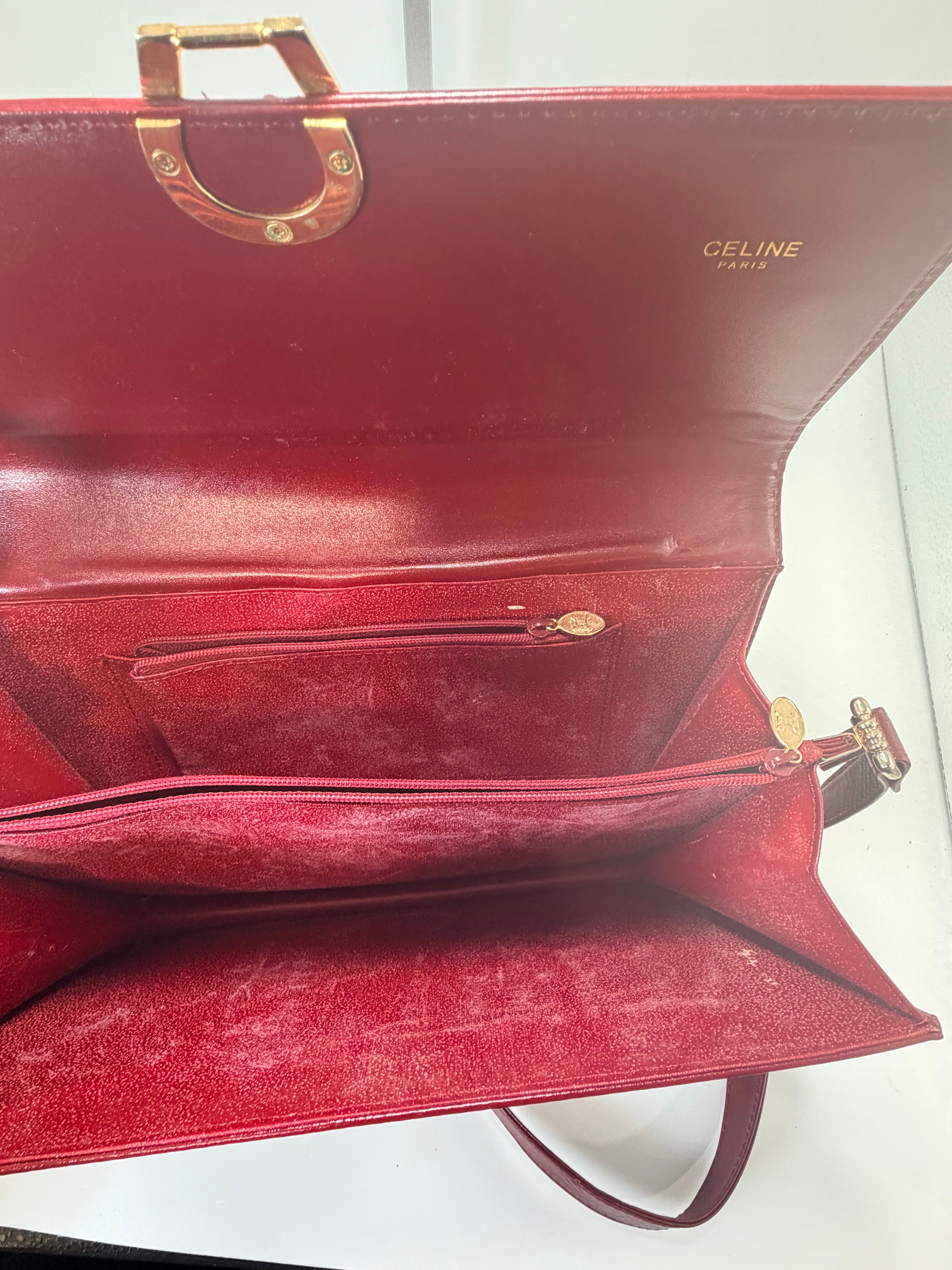 Celine Burgundy Leather Horsebit Crossbody