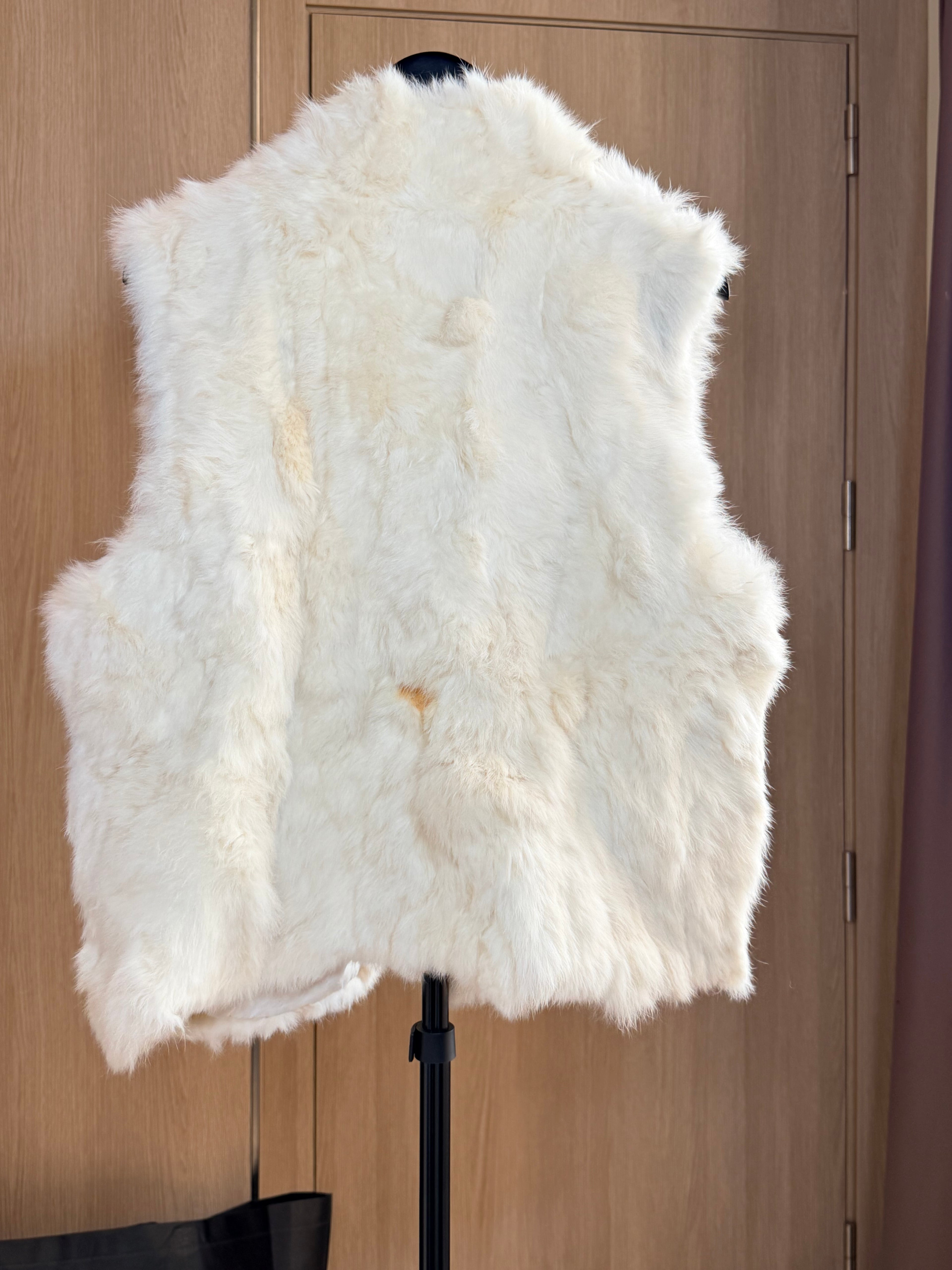 Vintage White Rabbit Fur Vest - XS - 009