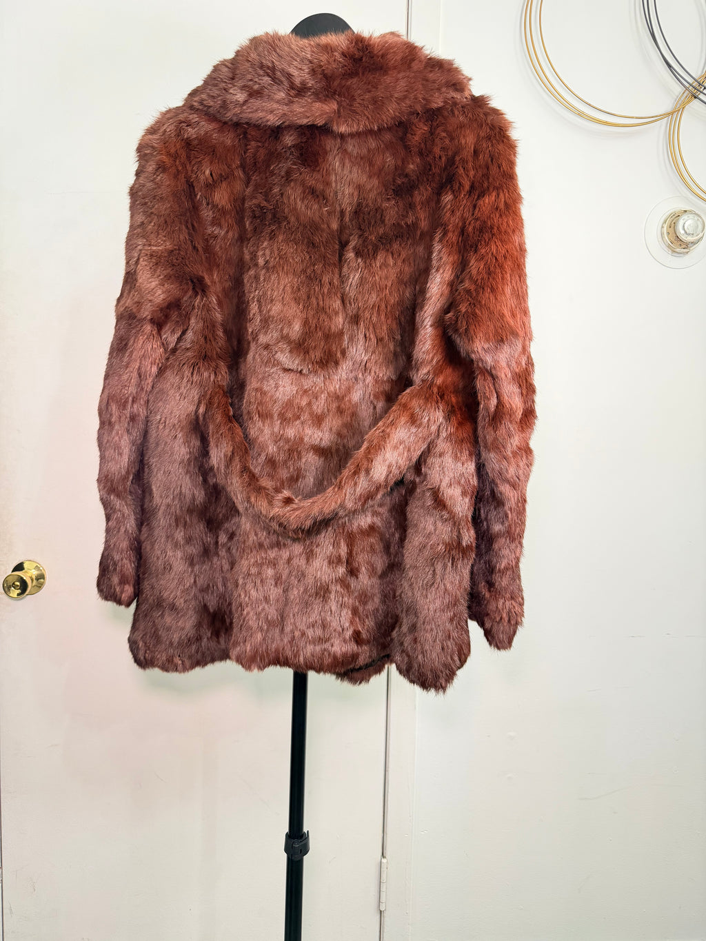 Vintage Rabbit Fur Coat – Warm Chestnut Brown (Medium)