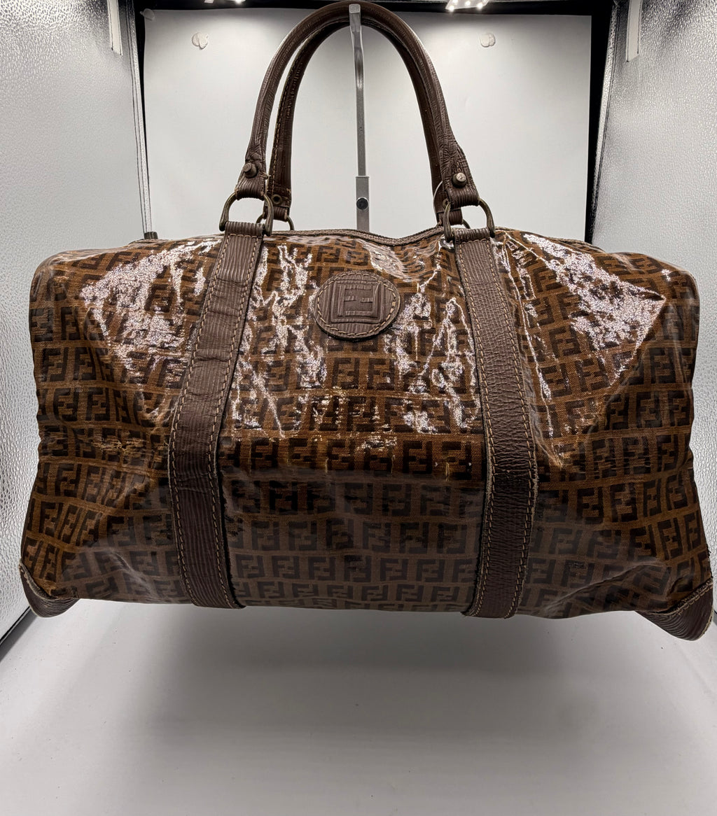 Fendi Zucca Coated Canvas Boston Bag/ Travel Bag