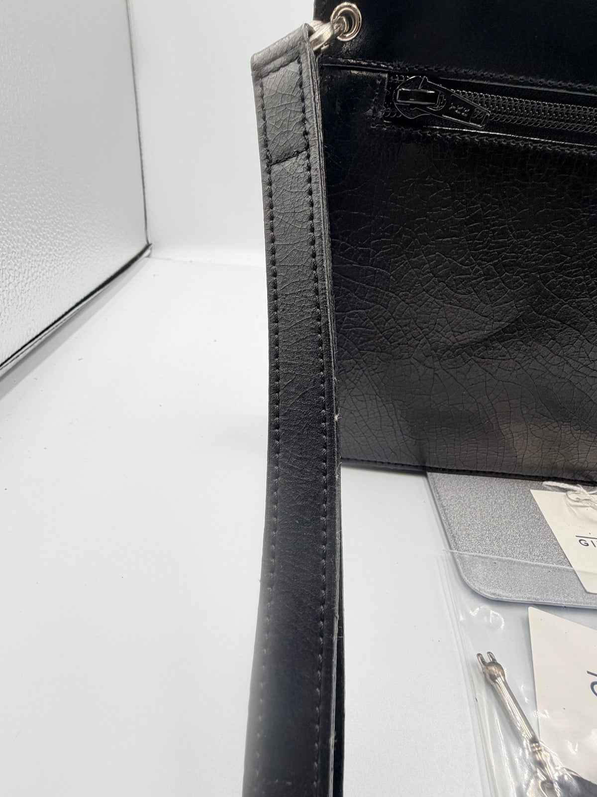 Givenchy Black Leather Wristlet Clutch