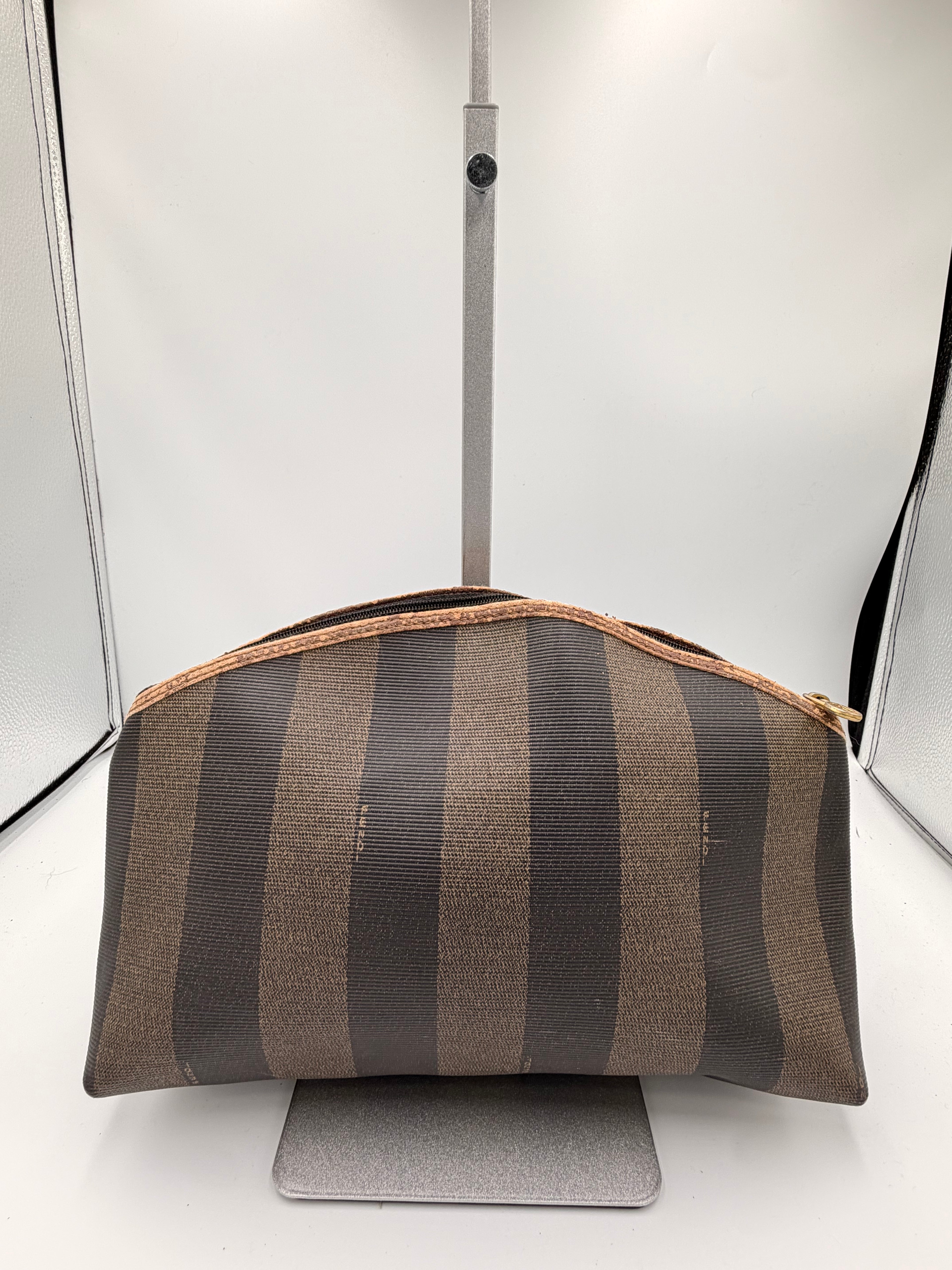 Fendi Pequin Stripe Zip Clutch