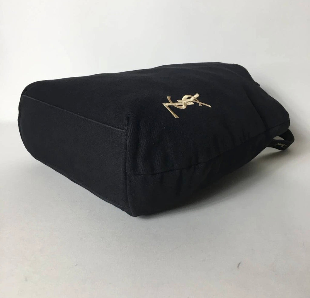 Yves Saint Laurent (YSL) Black Canvas Tote with Gold Monogram