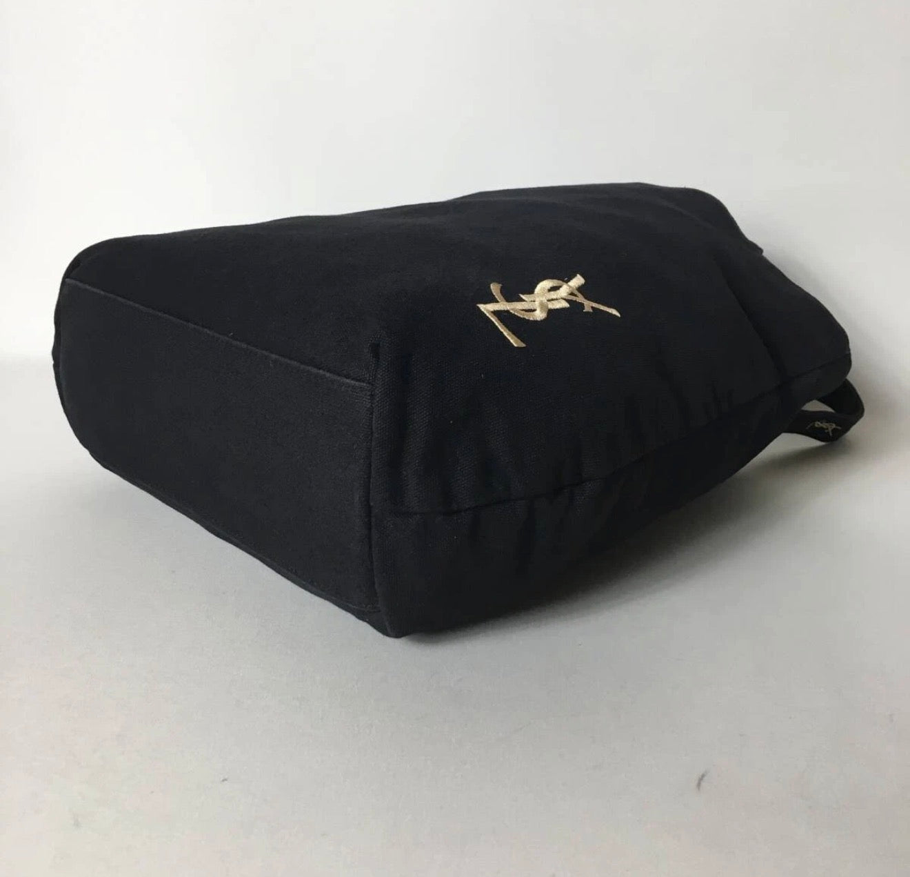 Yves Saint Laurent (YSL) Black Canvas Tote with Gold Monogram