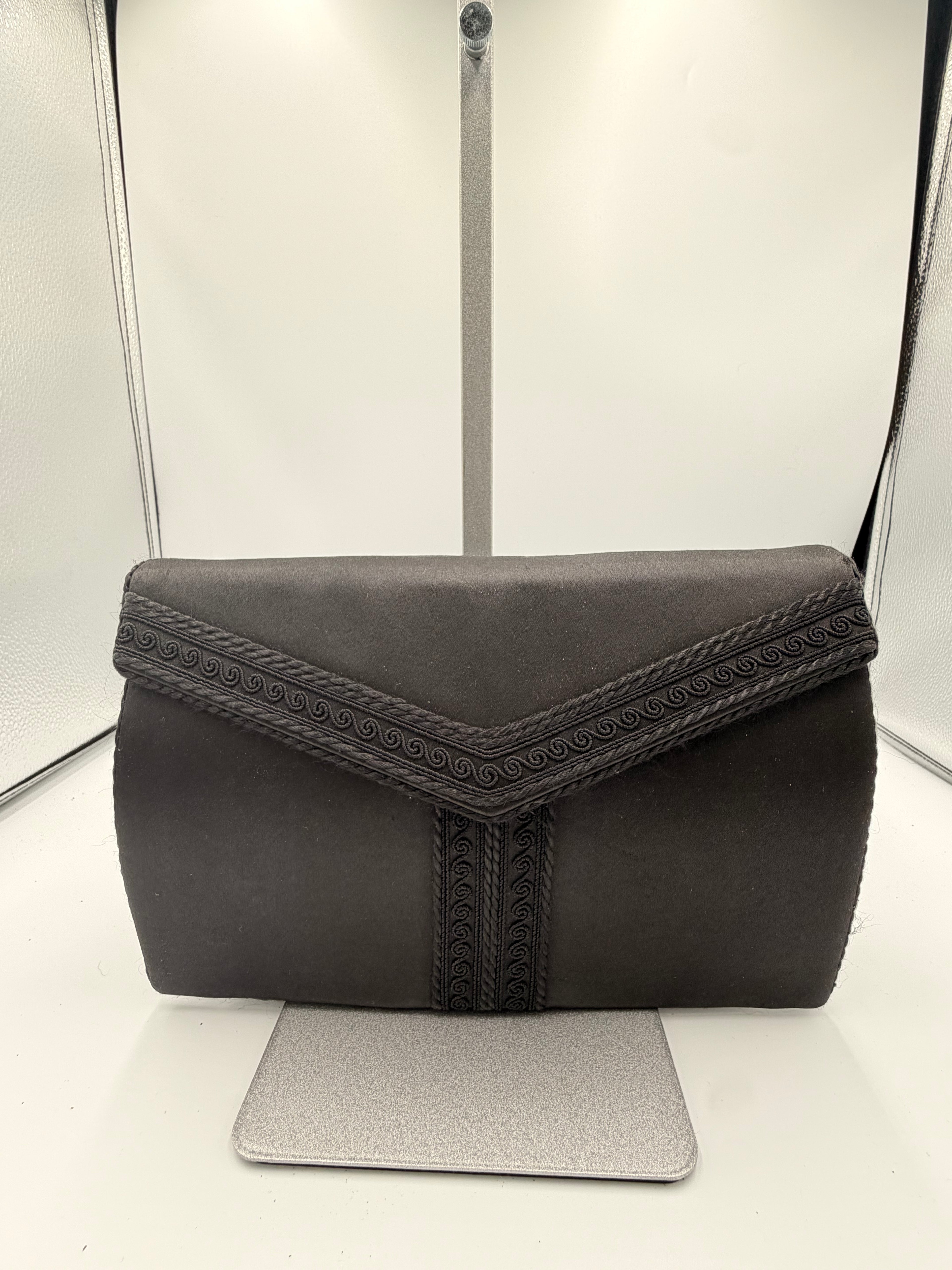 Yves Saint Laurent Vintage Black Satin Evening Clutch