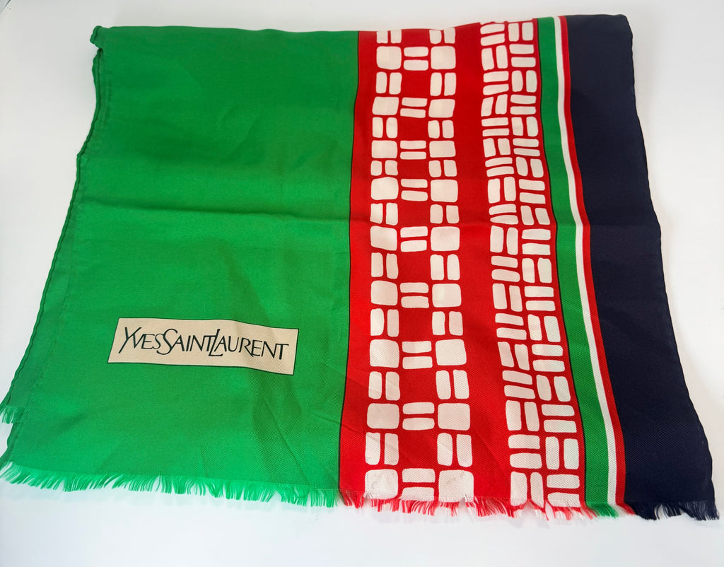 Yves Saint Laurent Color-Block Silk Scarf