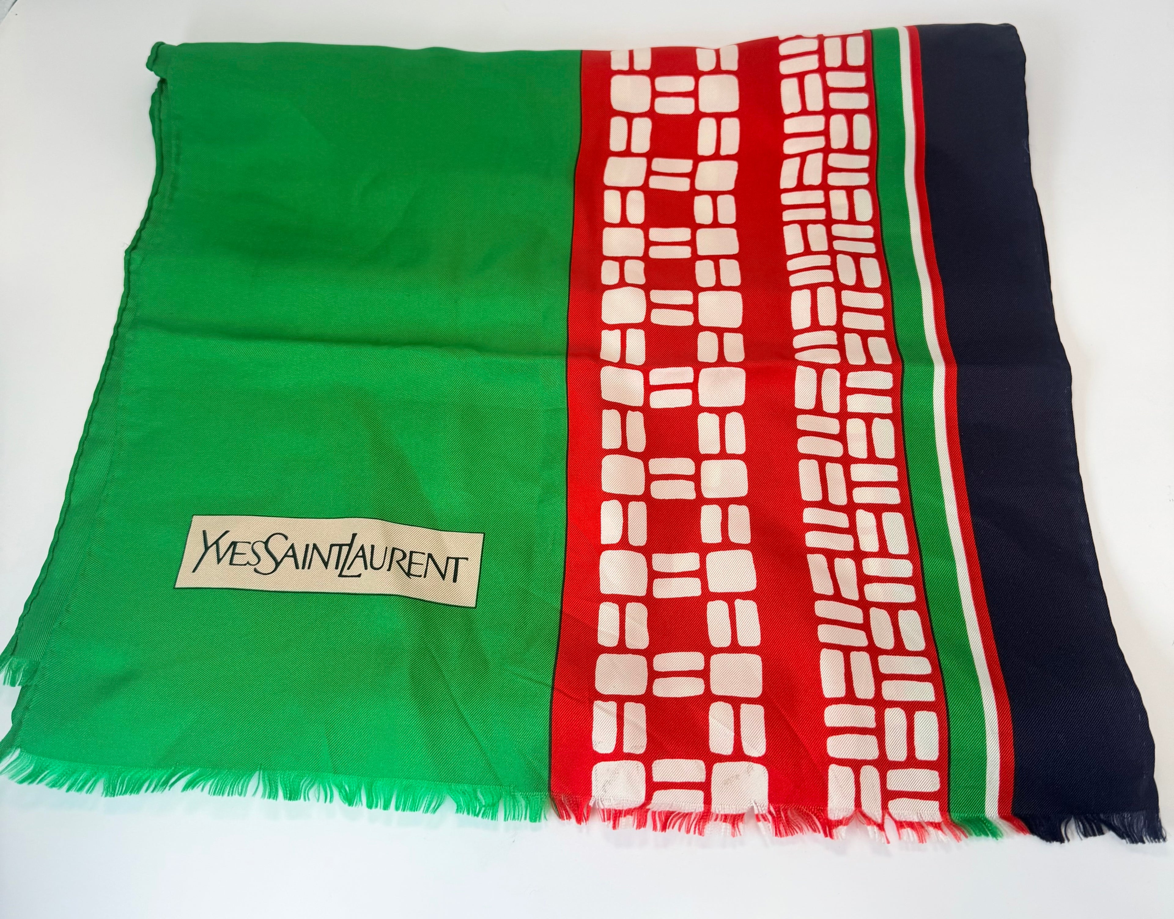 Yves Saint Laurent Color-Block Silk Scarf