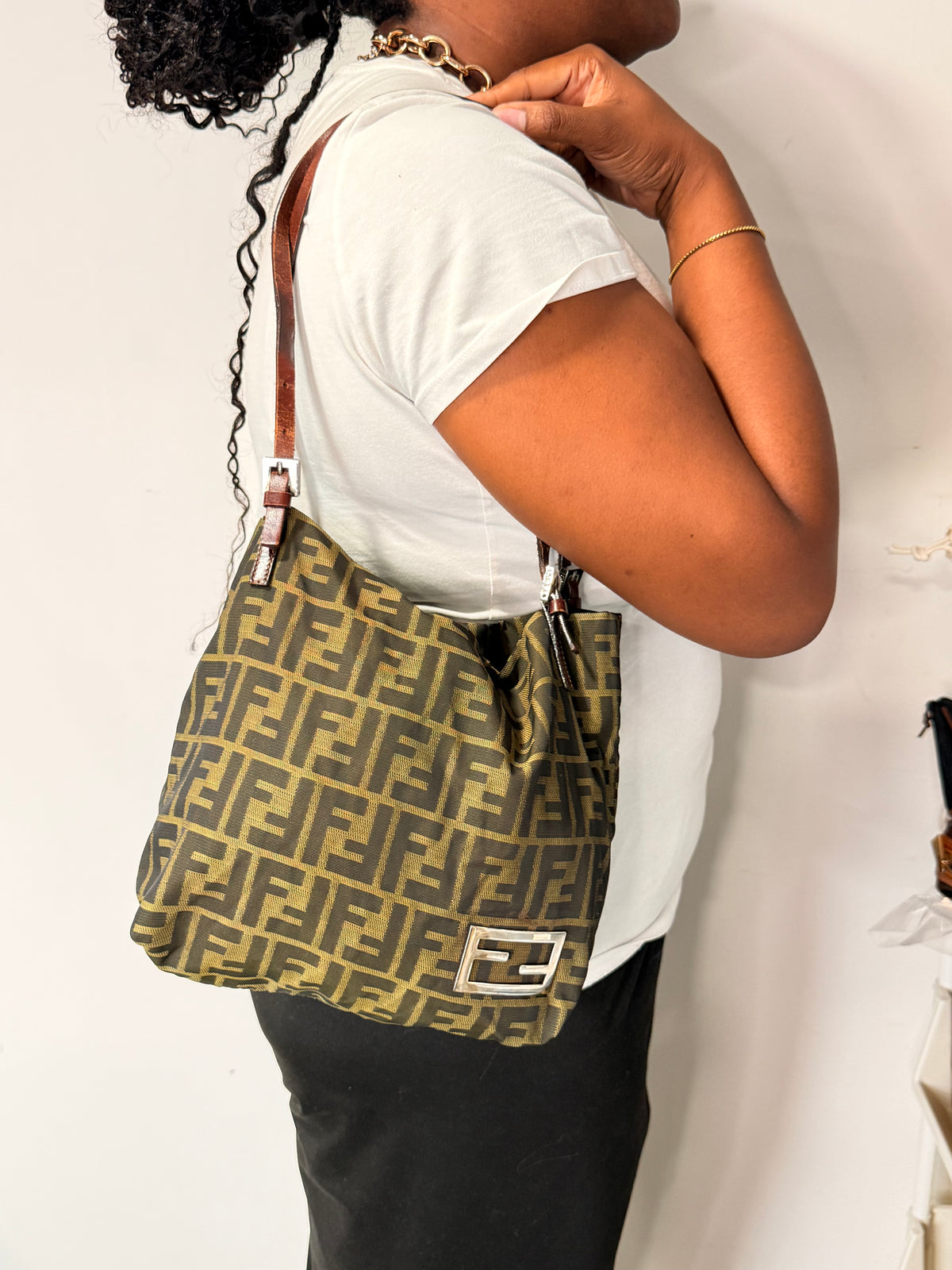 Fendi Vintage Zucca Monogram Shoulder Bag