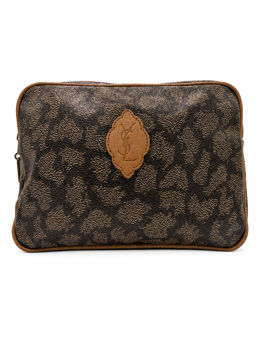 Yves Saint Laurent YSL Logo Cosmetic Pouch / Clutch – Brown
