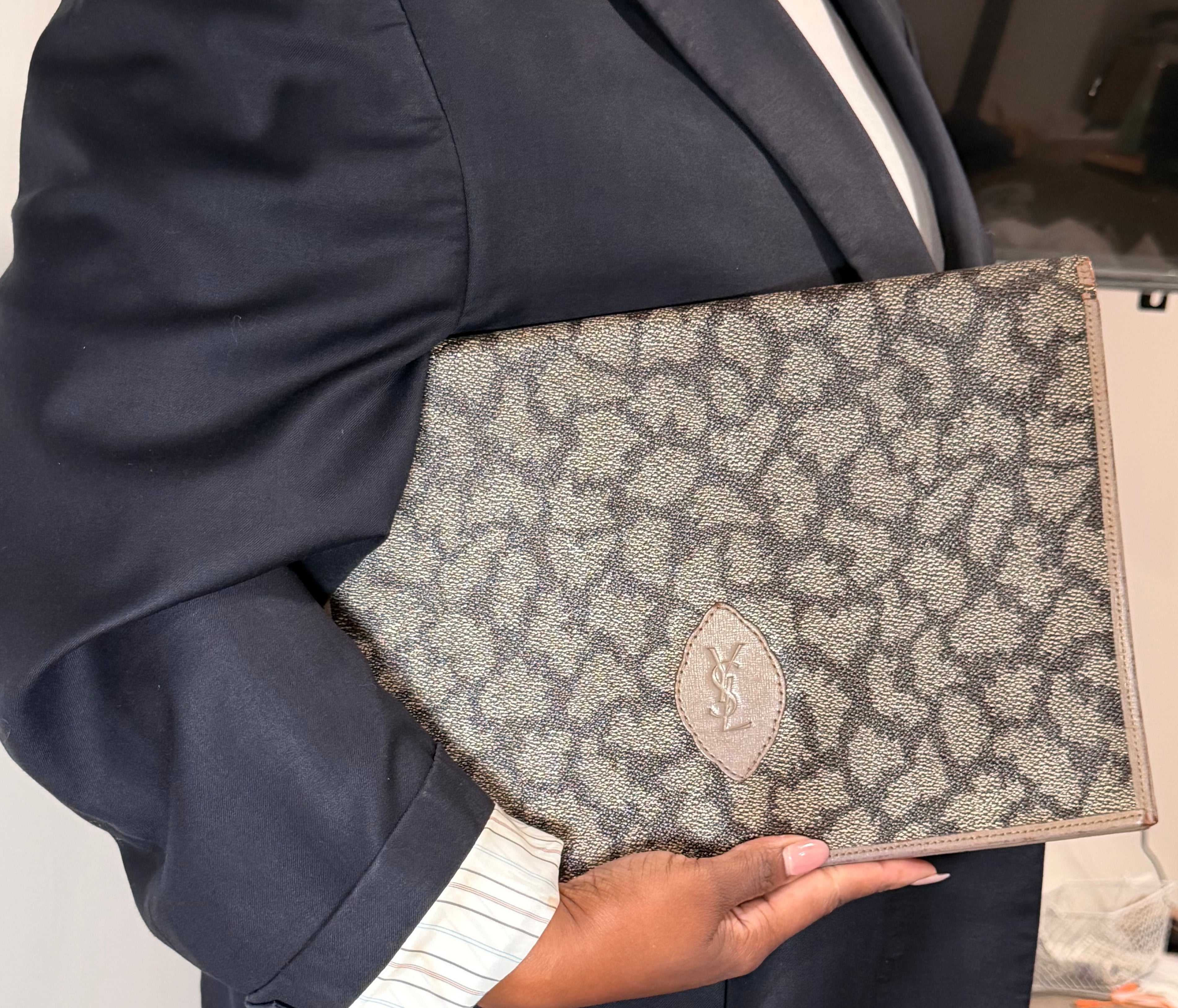 Yves Saint Laurent Monogram Canvas Clutch