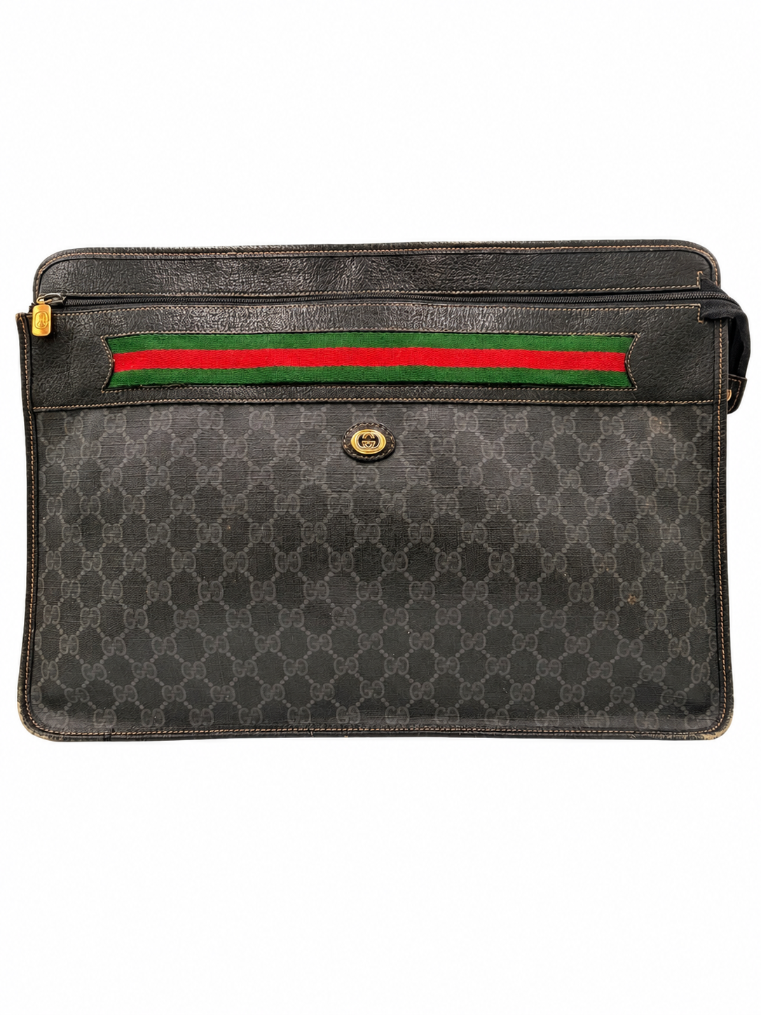 Gucci GG Web Stripe Portfolio Clutch / Document Carrier