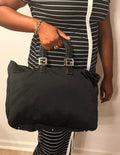 Fendi Black Nylon Large Tote / Travel Bag with FF Logo Handles