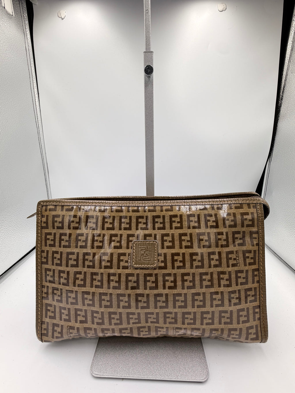 FENDI Vintage Zucca Logo Clutch – Brown Coated Canvas