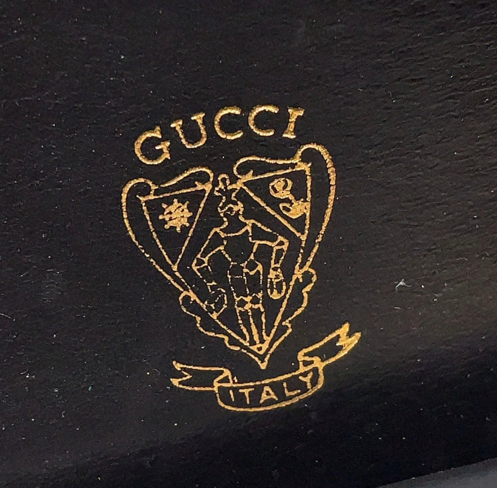 Gucci Vintage 1970s Black Leather G Logo Shoulder Bag