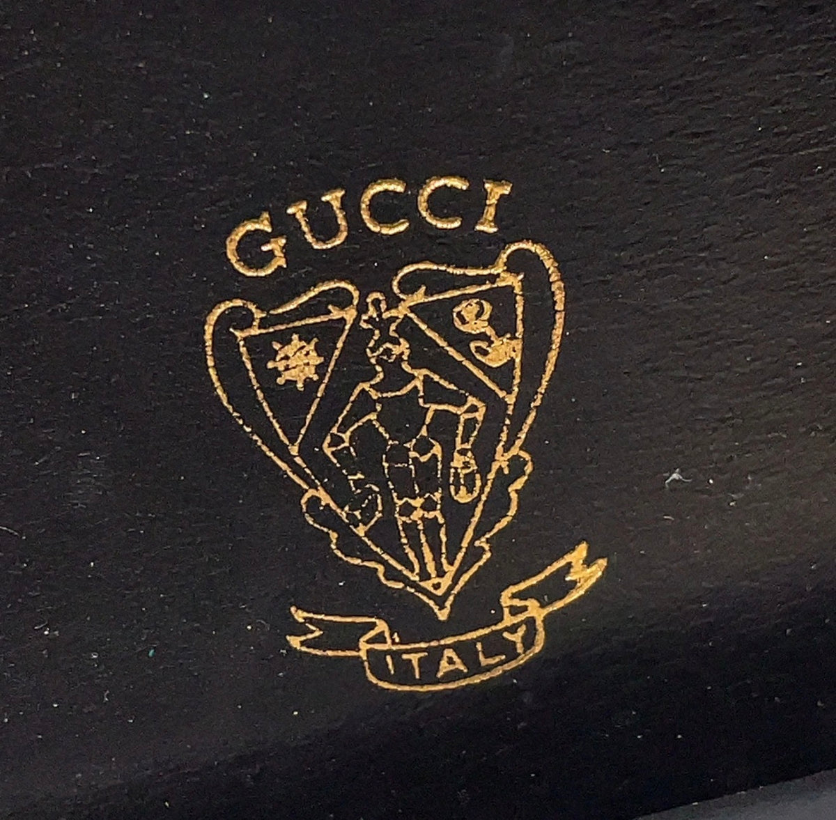 Gucci Vintage 1970s Black Leather G Logo Shoulder Bag
