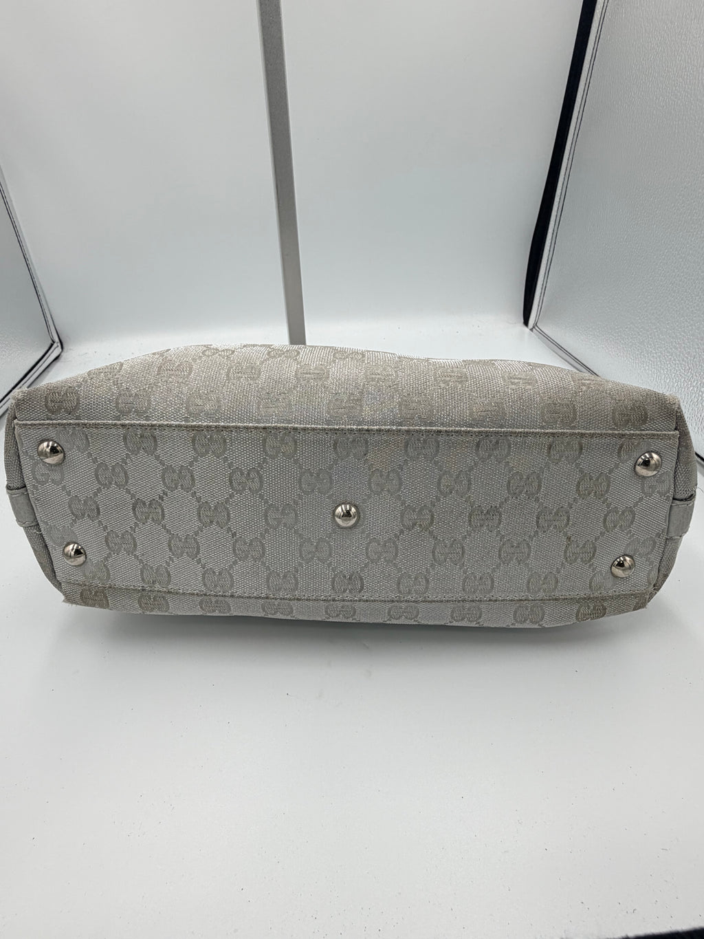 Gucci GG Canvas Mini Boston Bag - Silver