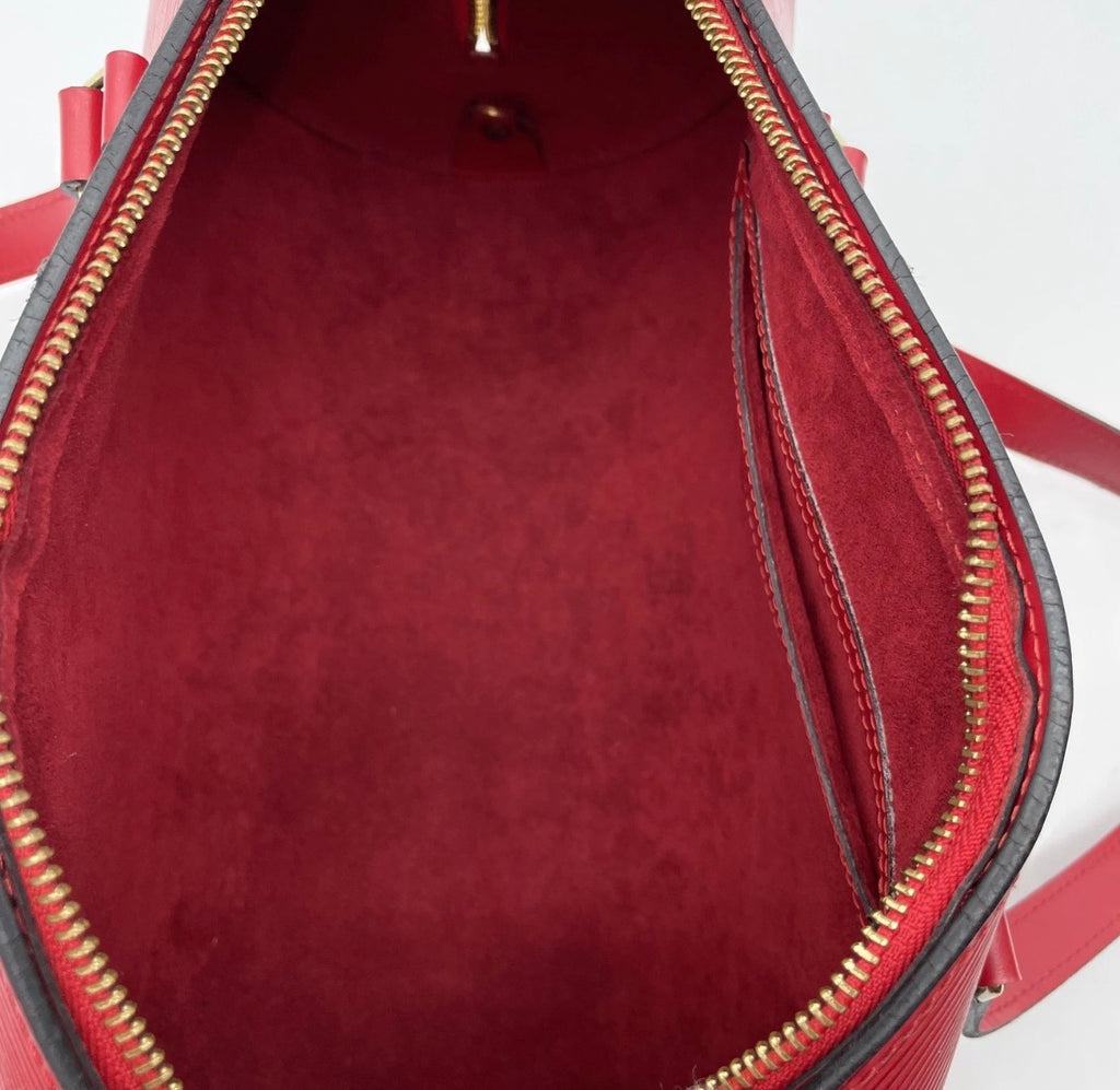 LOUIS VUITTON Epi Soufflot Hand Bag Red with Dustbag