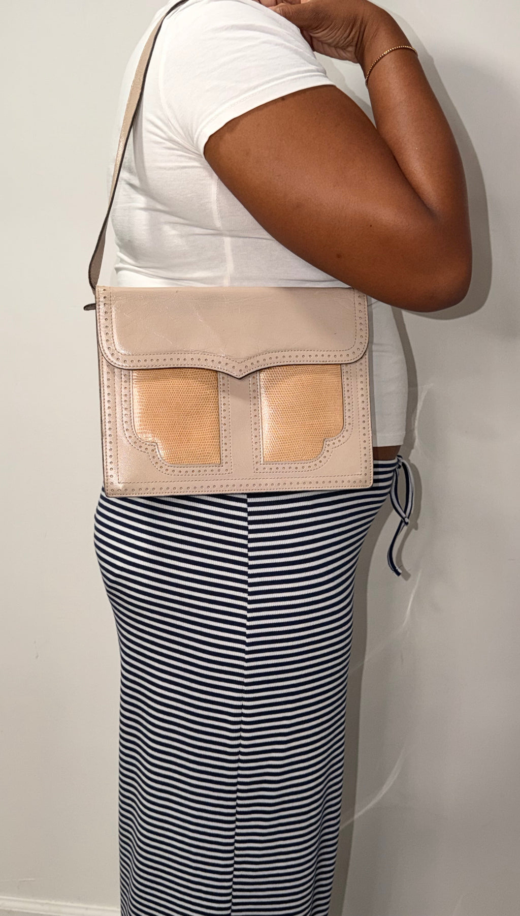 Yves Saint Laurent Leather & Woven Shoulder Bag