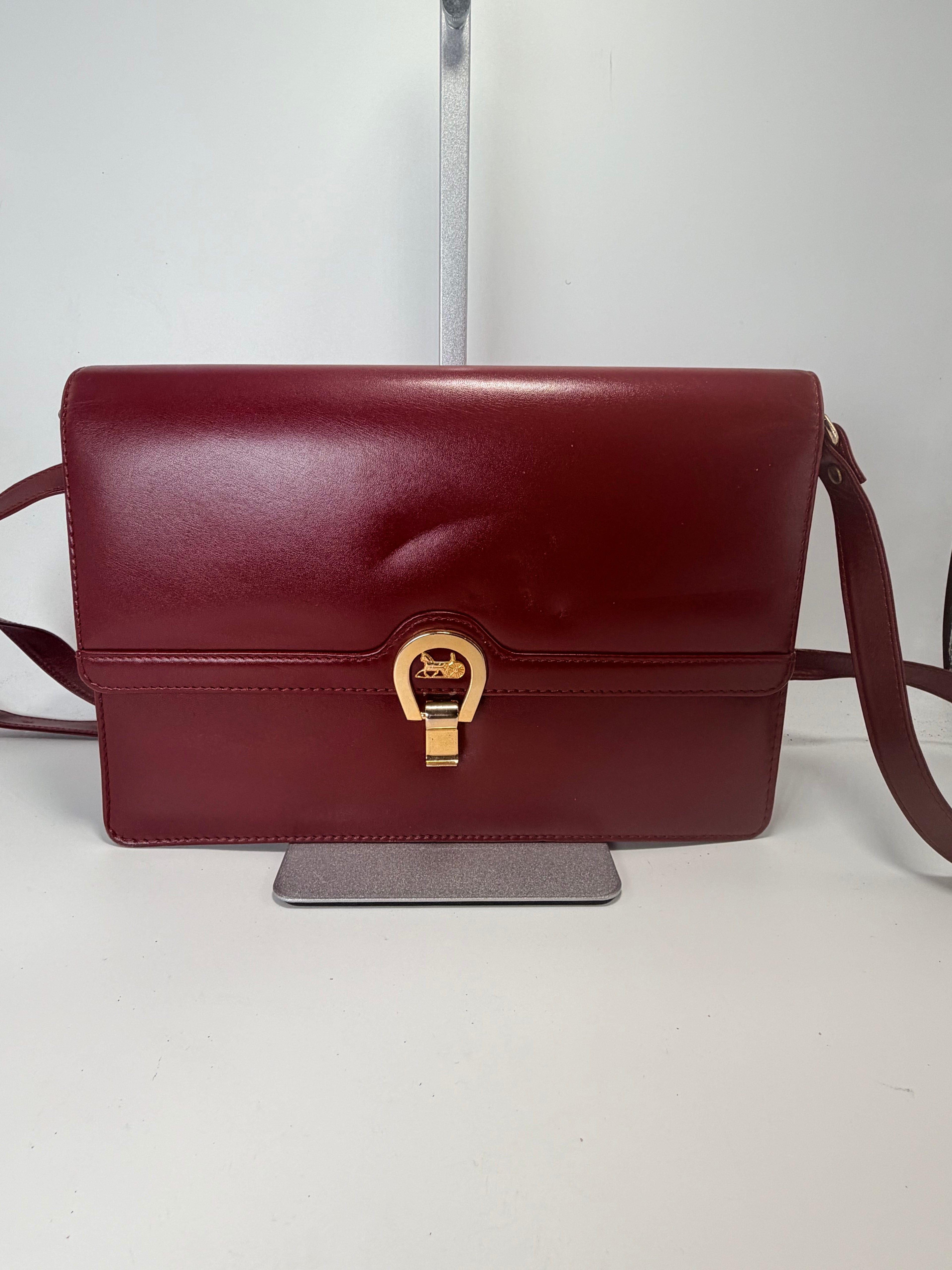 Celine Burgundy Leather Horsebit Crossbody