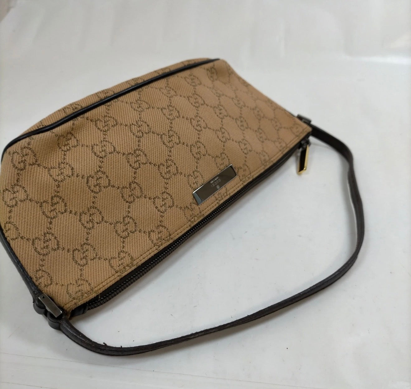 Gucci GG Canvas Mini Pochette Shoulder Bag - Brown