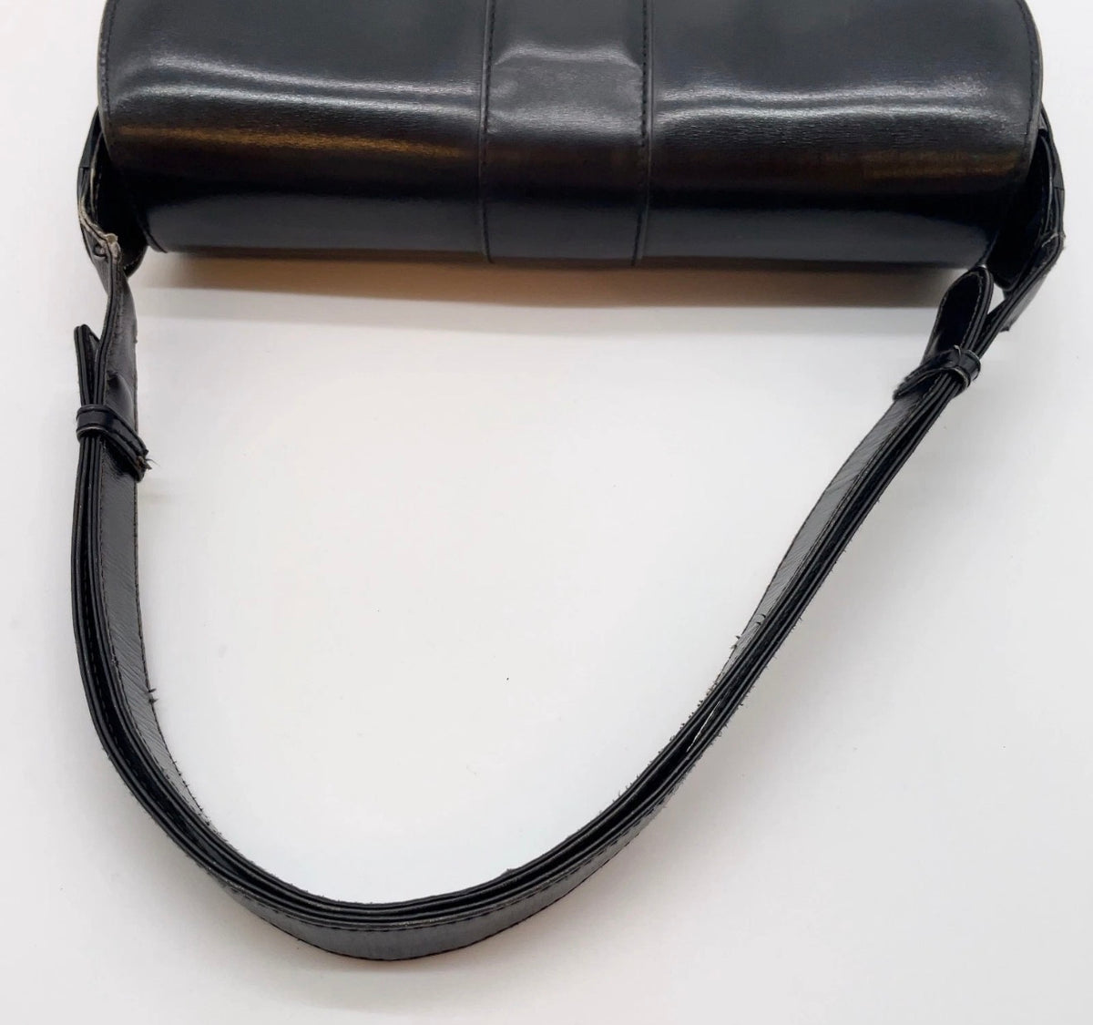 Gucci Vintage 1970s Black Leather G Logo Shoulder Bag