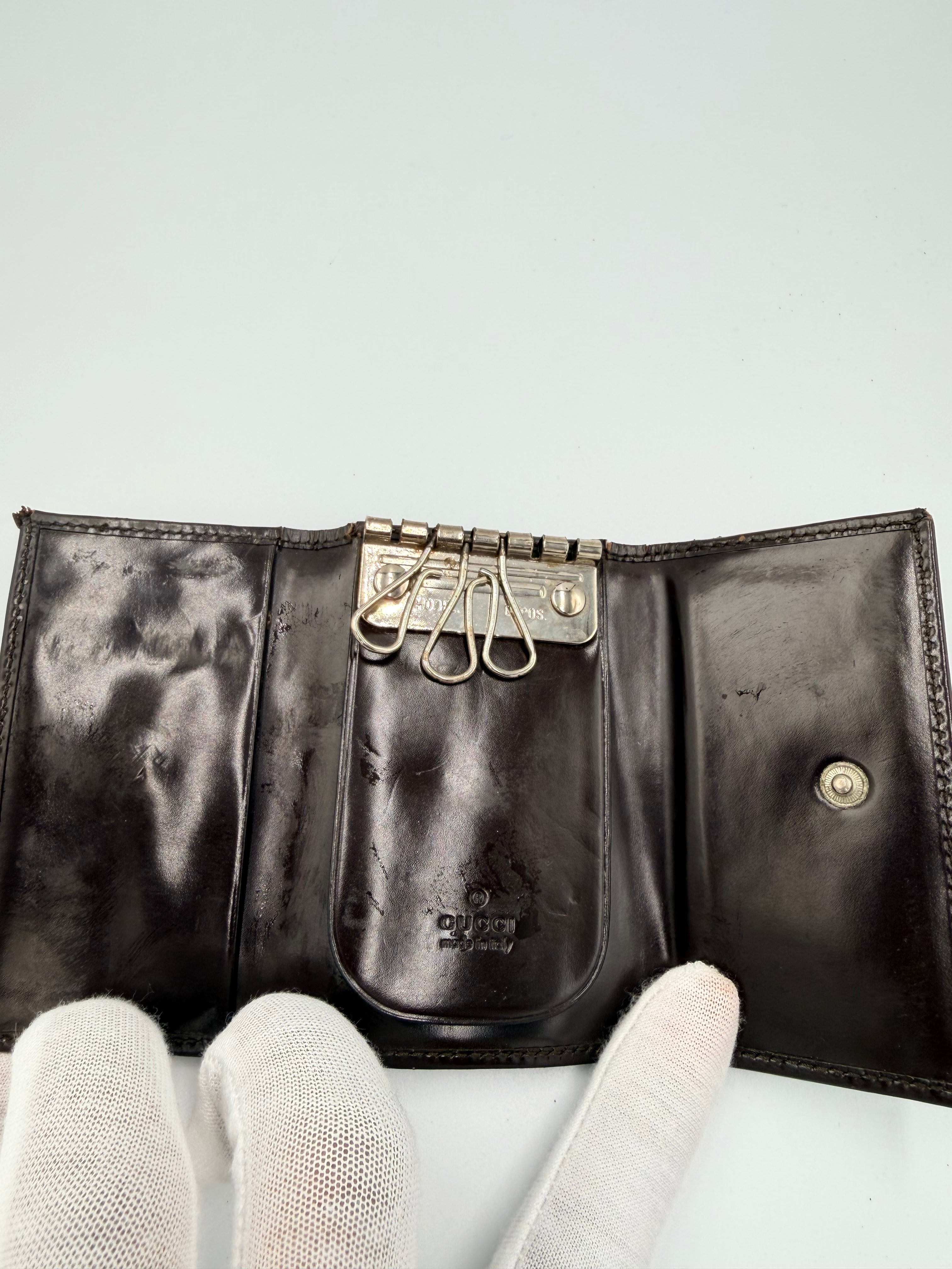 Gucci Embossed G Logo Leather Key Case