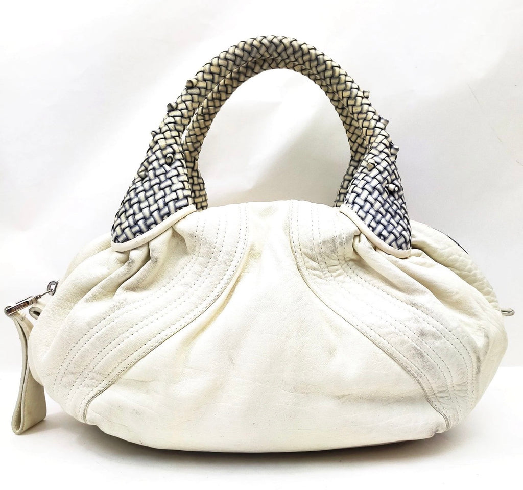 Fendi Spy Bag – White Nappa Leather Braided Handle Satchel