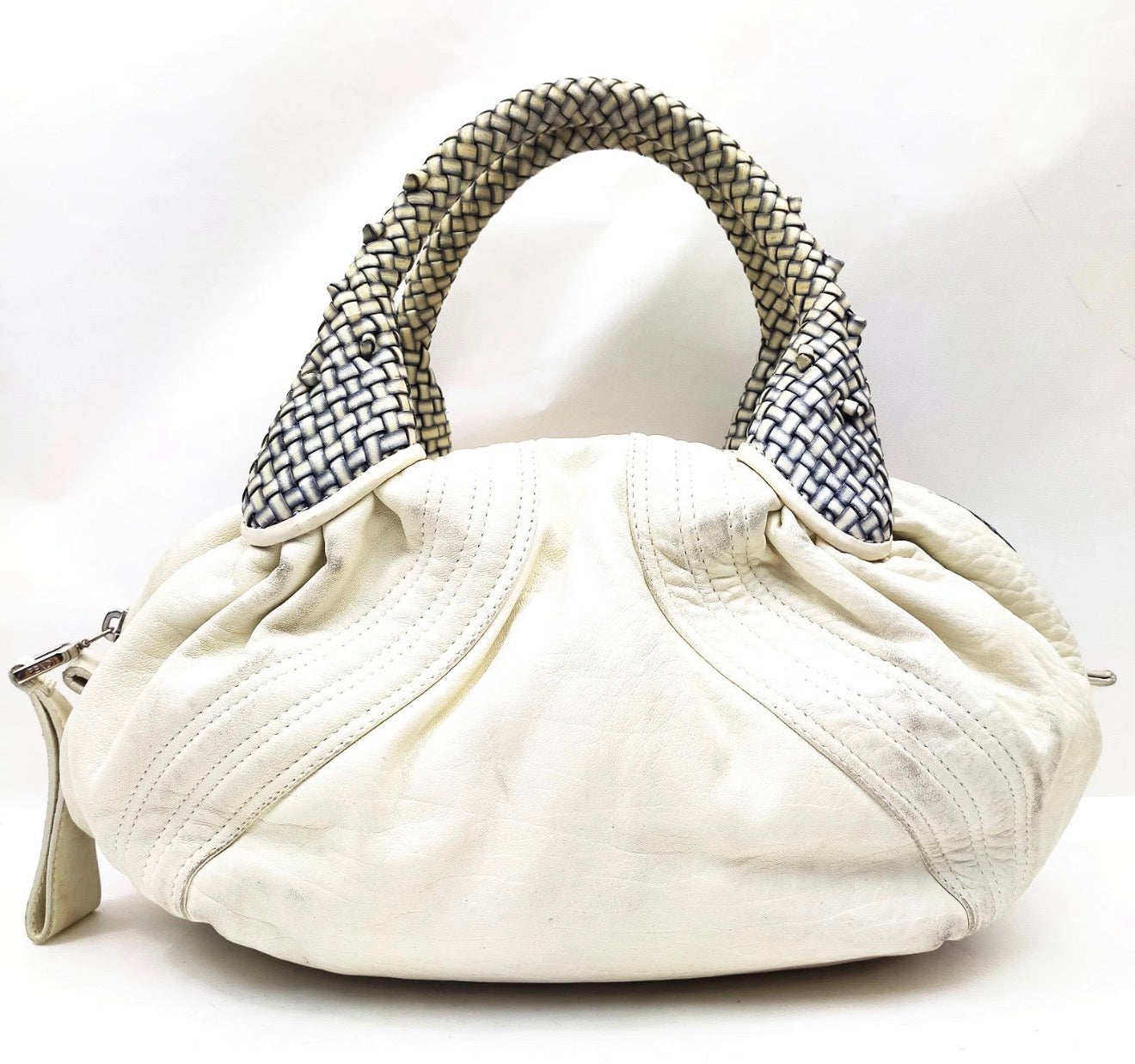 Fendi Spy Bag – White Nappa Leather Braided Handle Satchel
